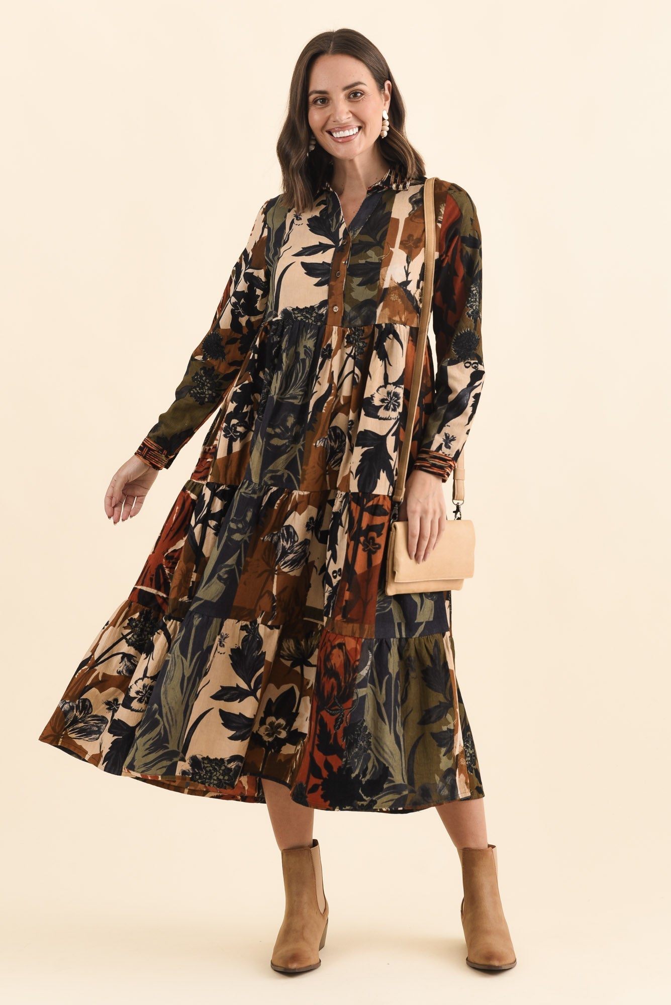 Crowne Orange Floral Cotton Pocket Dress