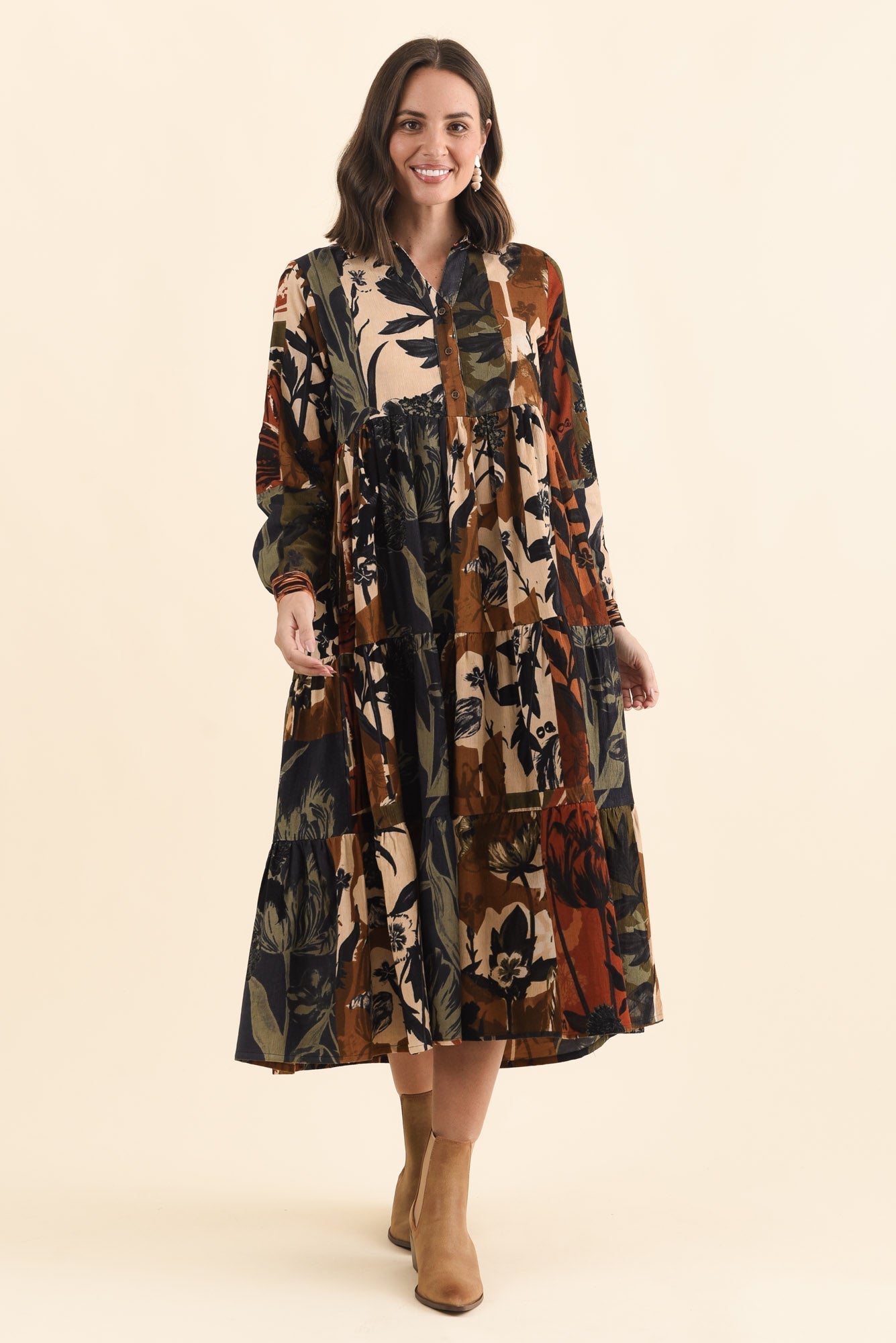Crowne Orange Floral Cotton Pocket Dress