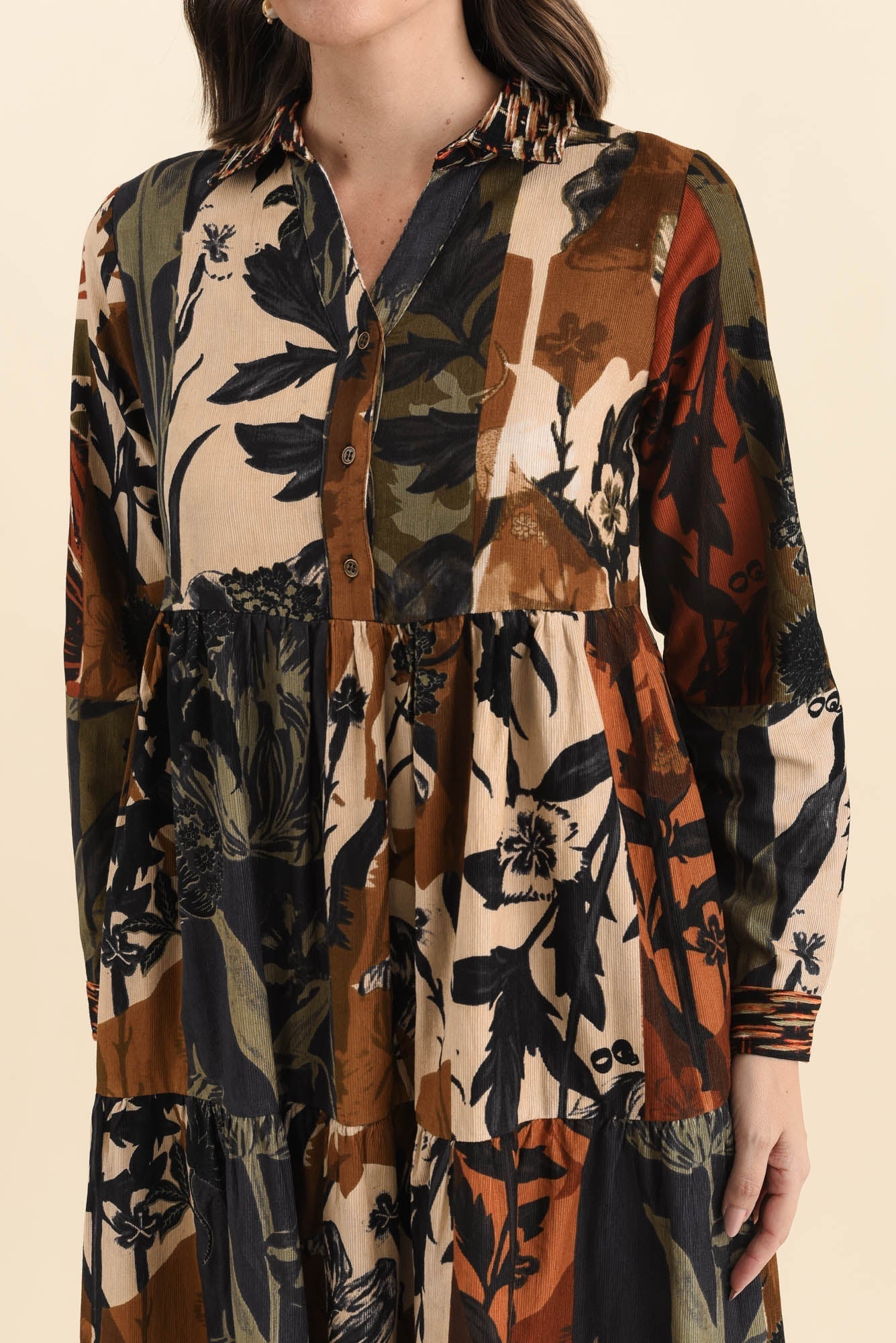 Crowne Orange Floral Cotton Pocket Dress