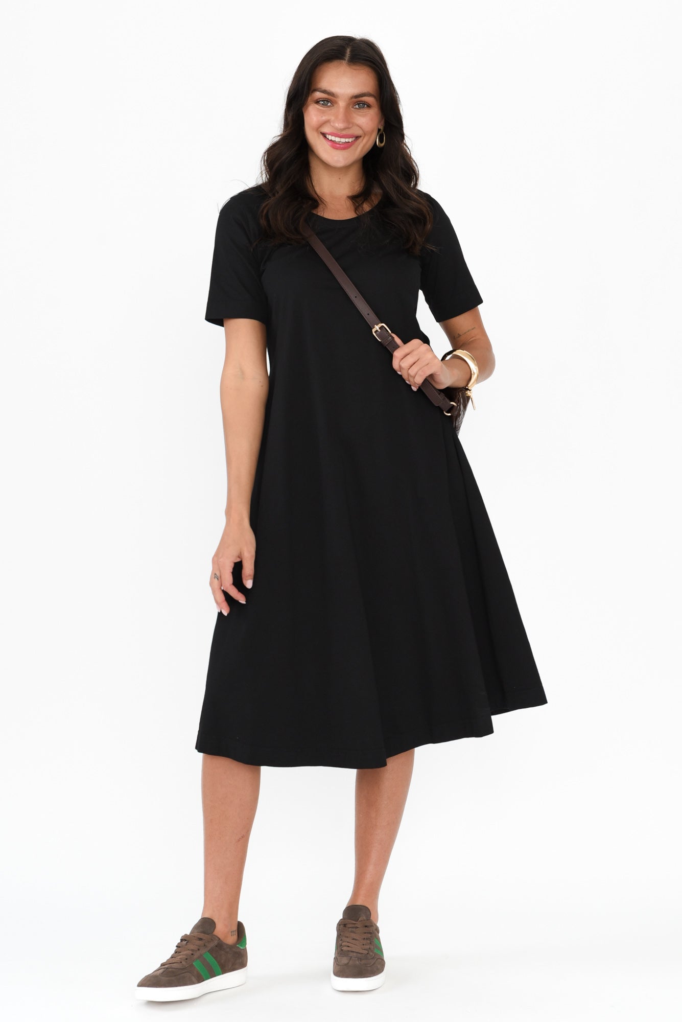 Cynthia Black Cotton Tee Dress
