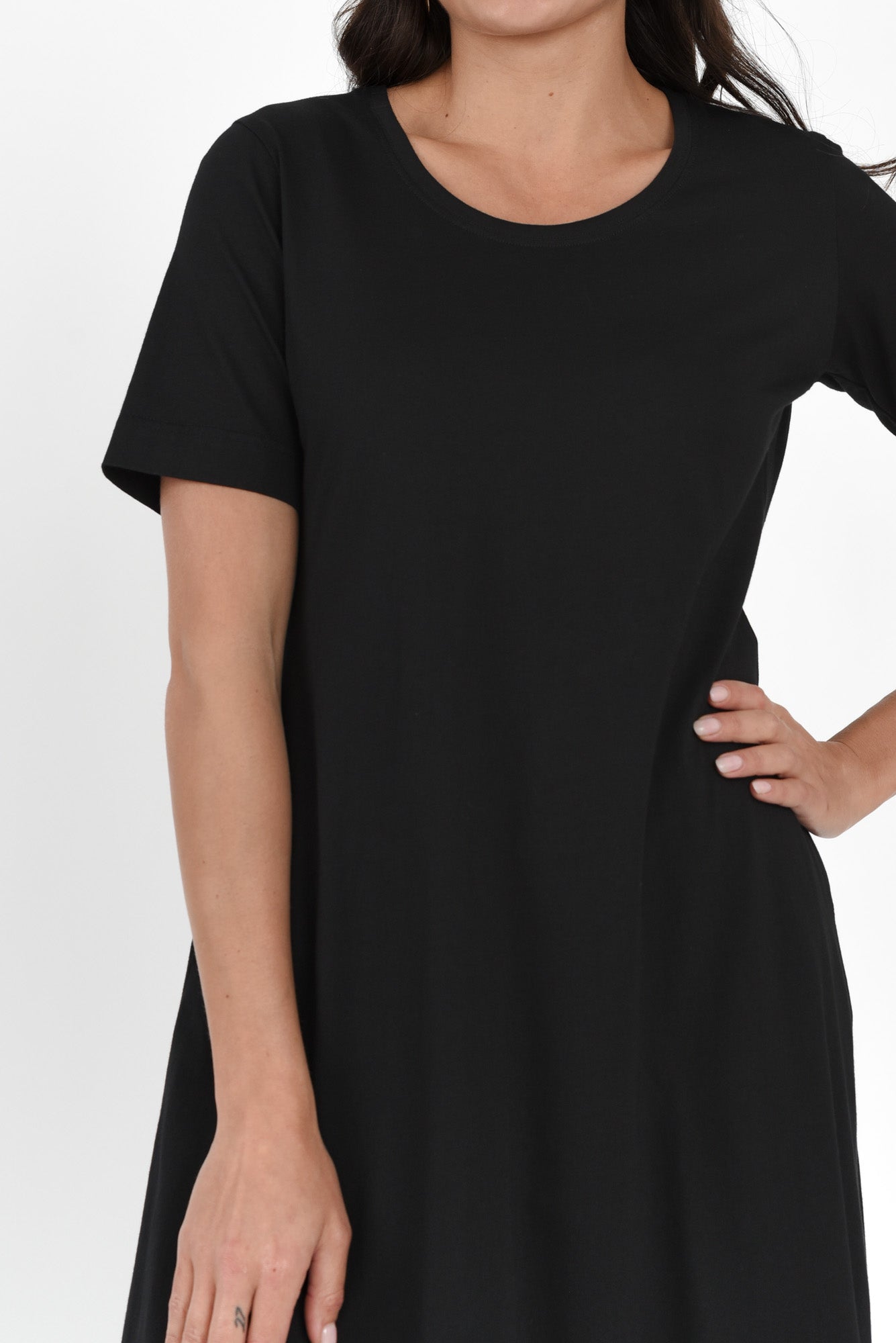 Cynthia Black Cotton Tee Dress