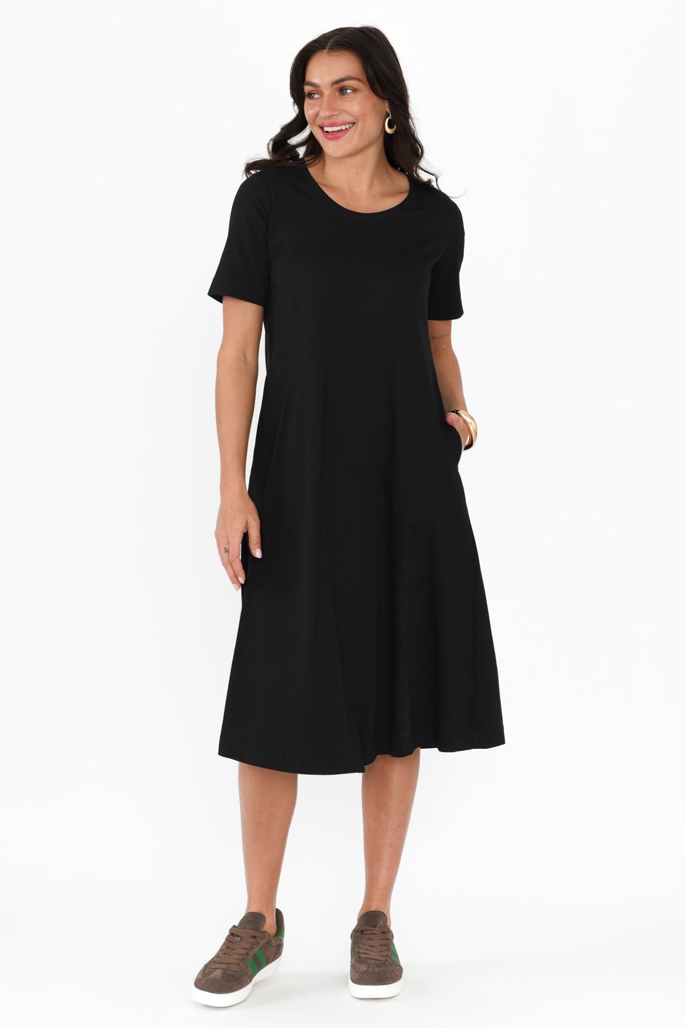 Cynthia Black Cotton Tee Dress
