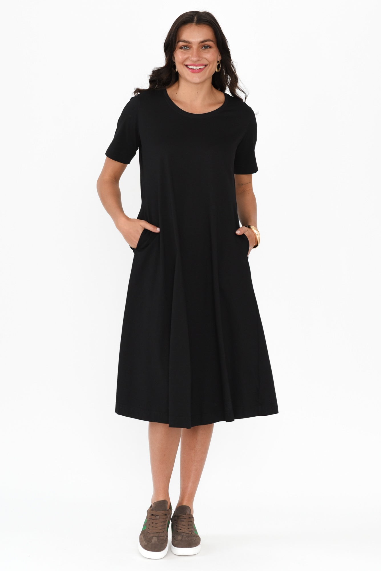 Cynthia Black Cotton Tee Dress