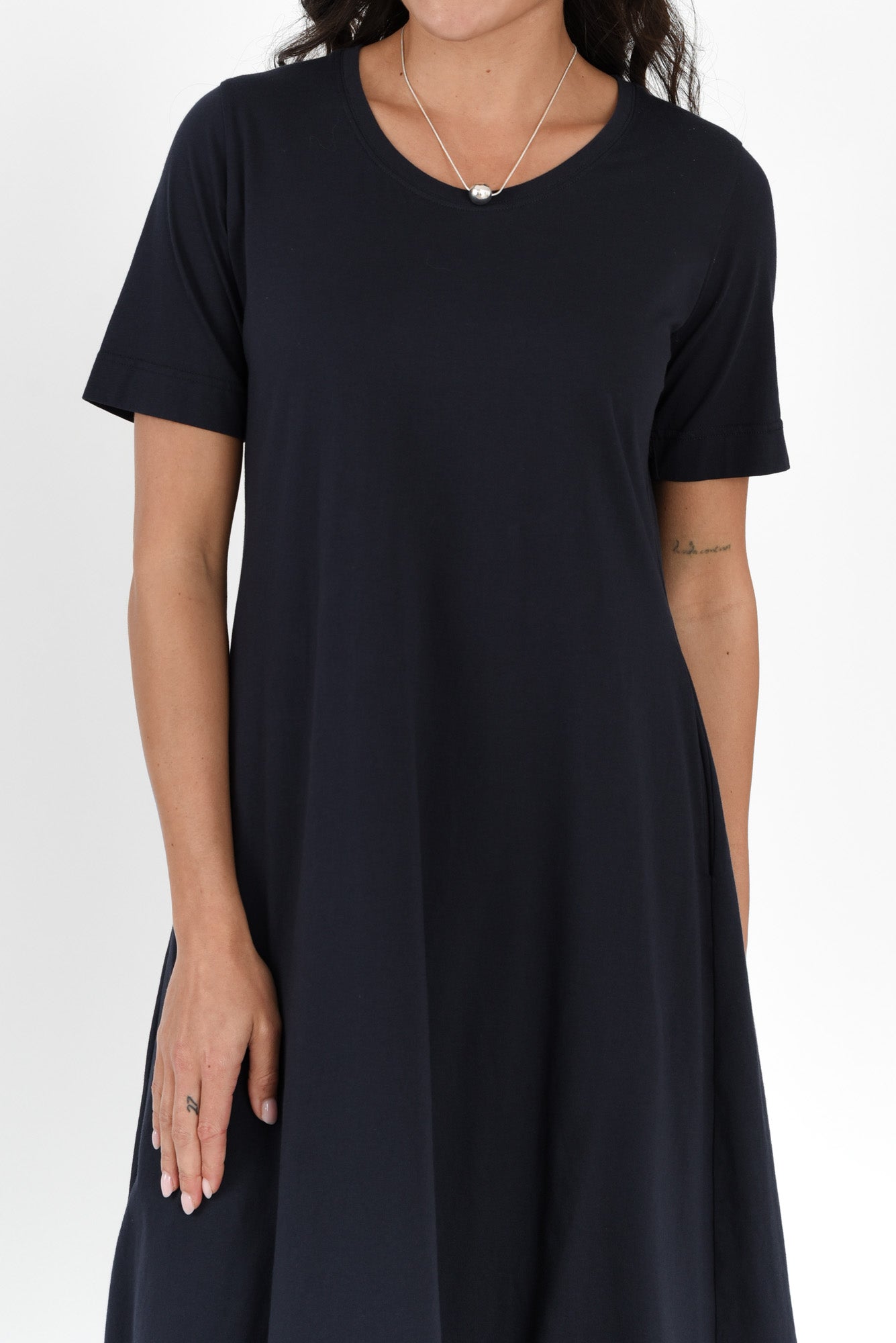 Cynthia Navy Cotton Tee Dress