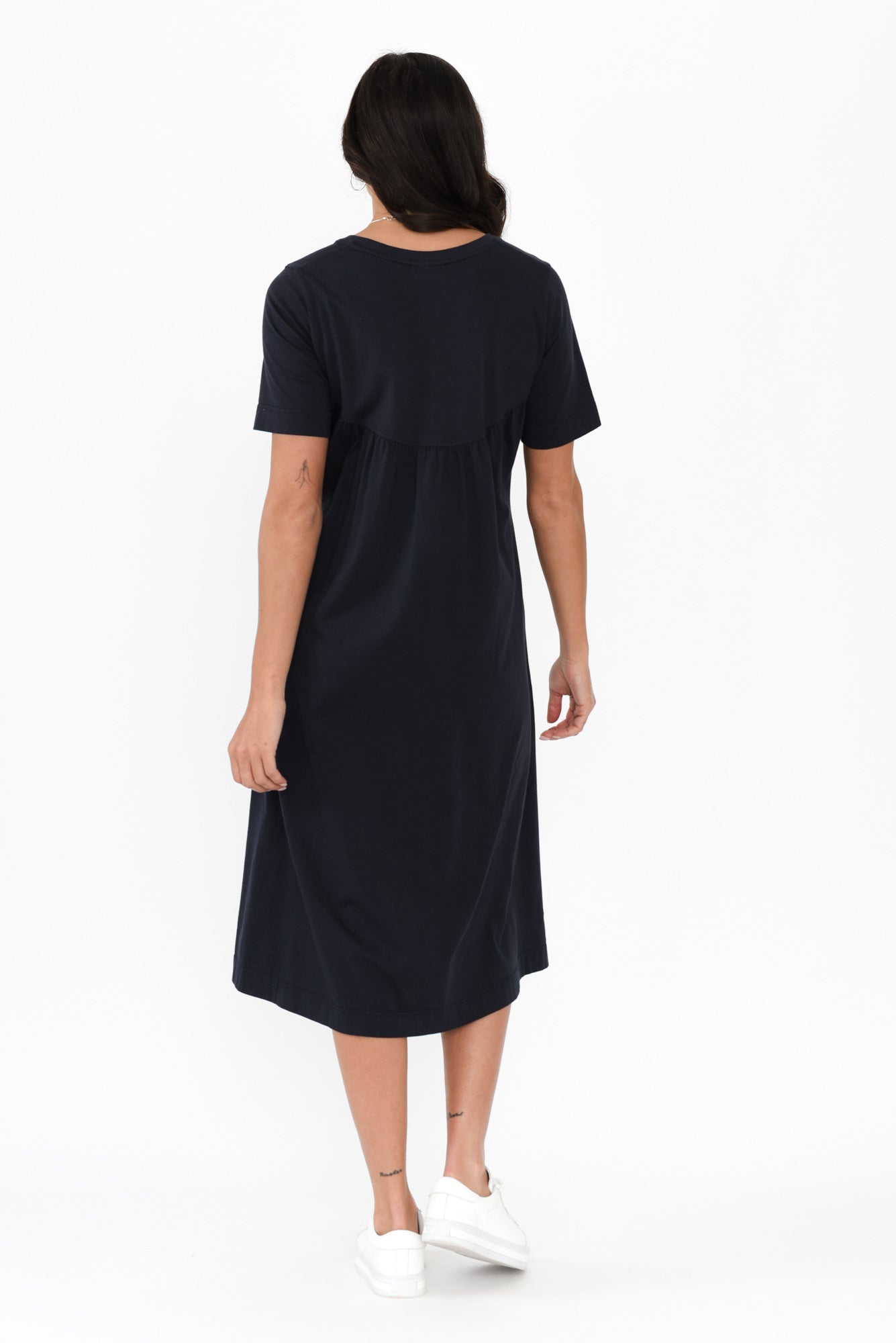 Cynthia Navy Cotton Tee Dress