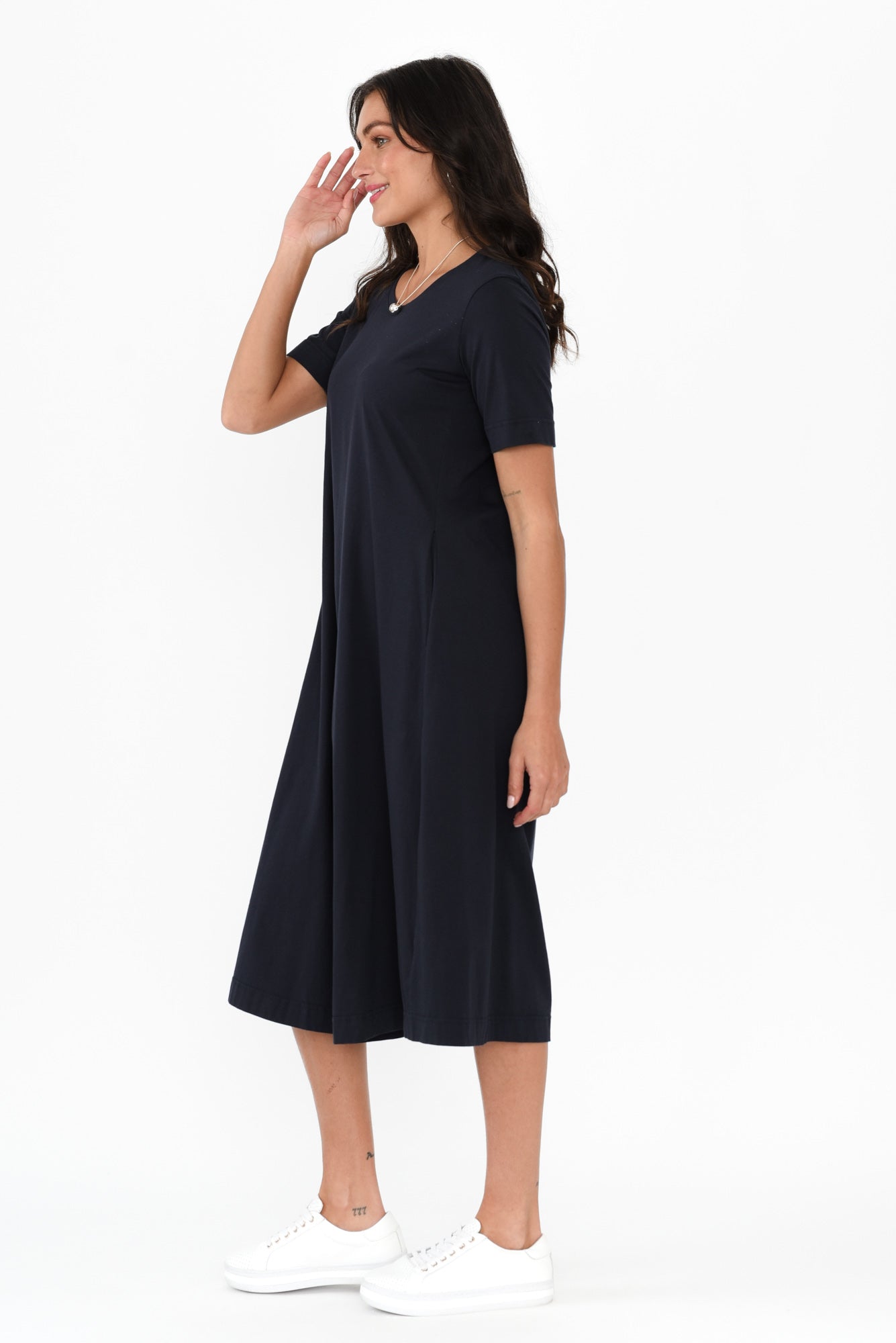 Cynthia Navy Cotton Tee Dress
