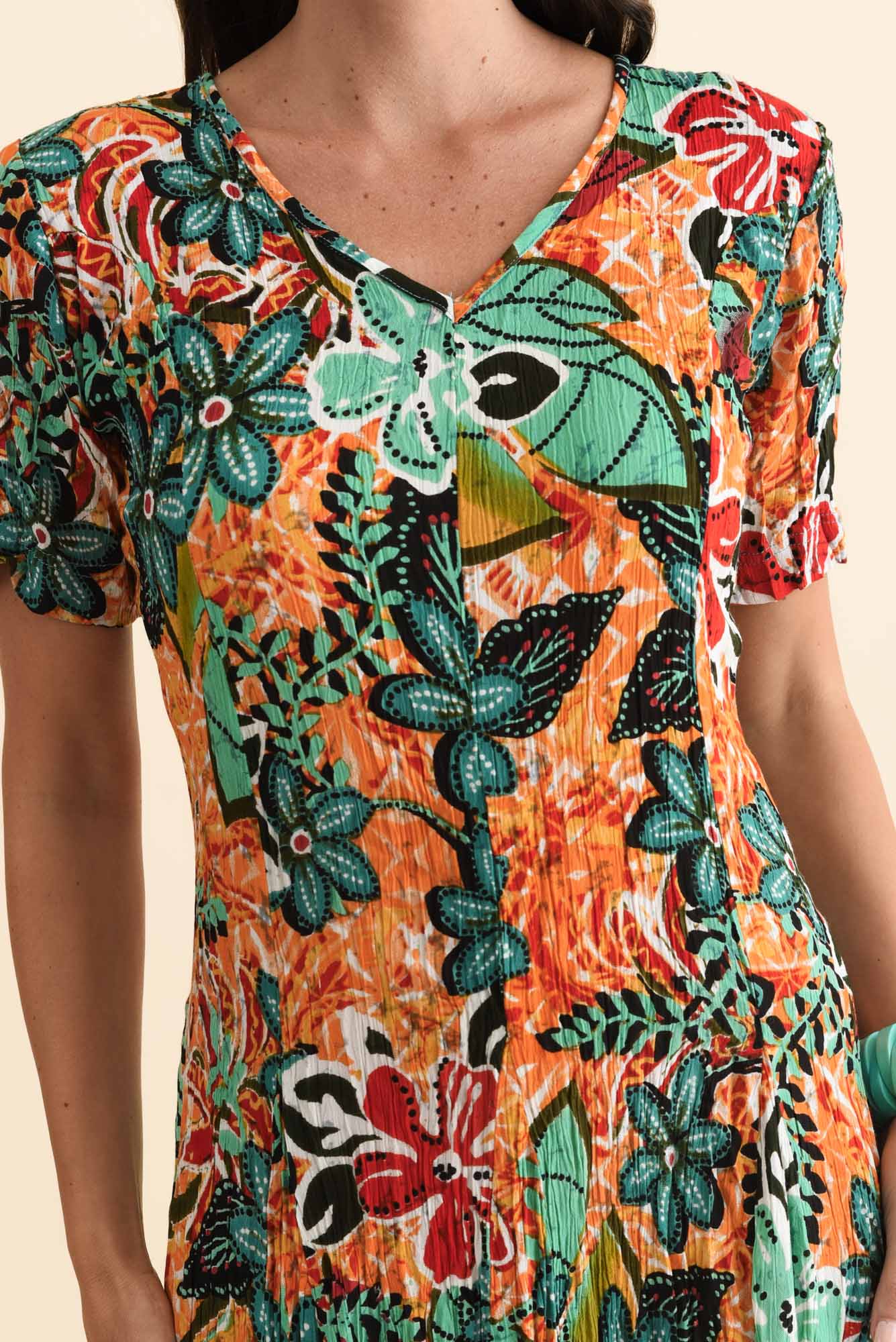 Danika Orange Floral Midi Dress