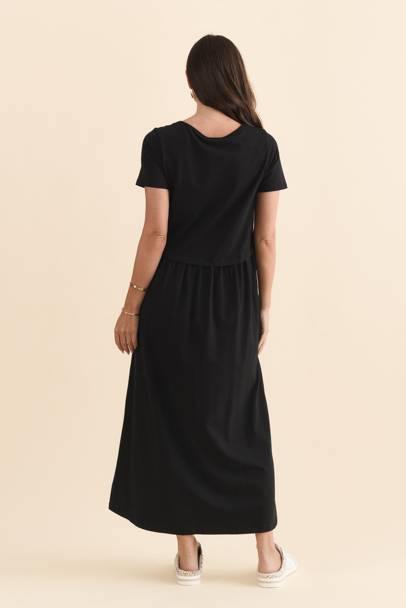 Deidra Black Cotton Pocket Dress