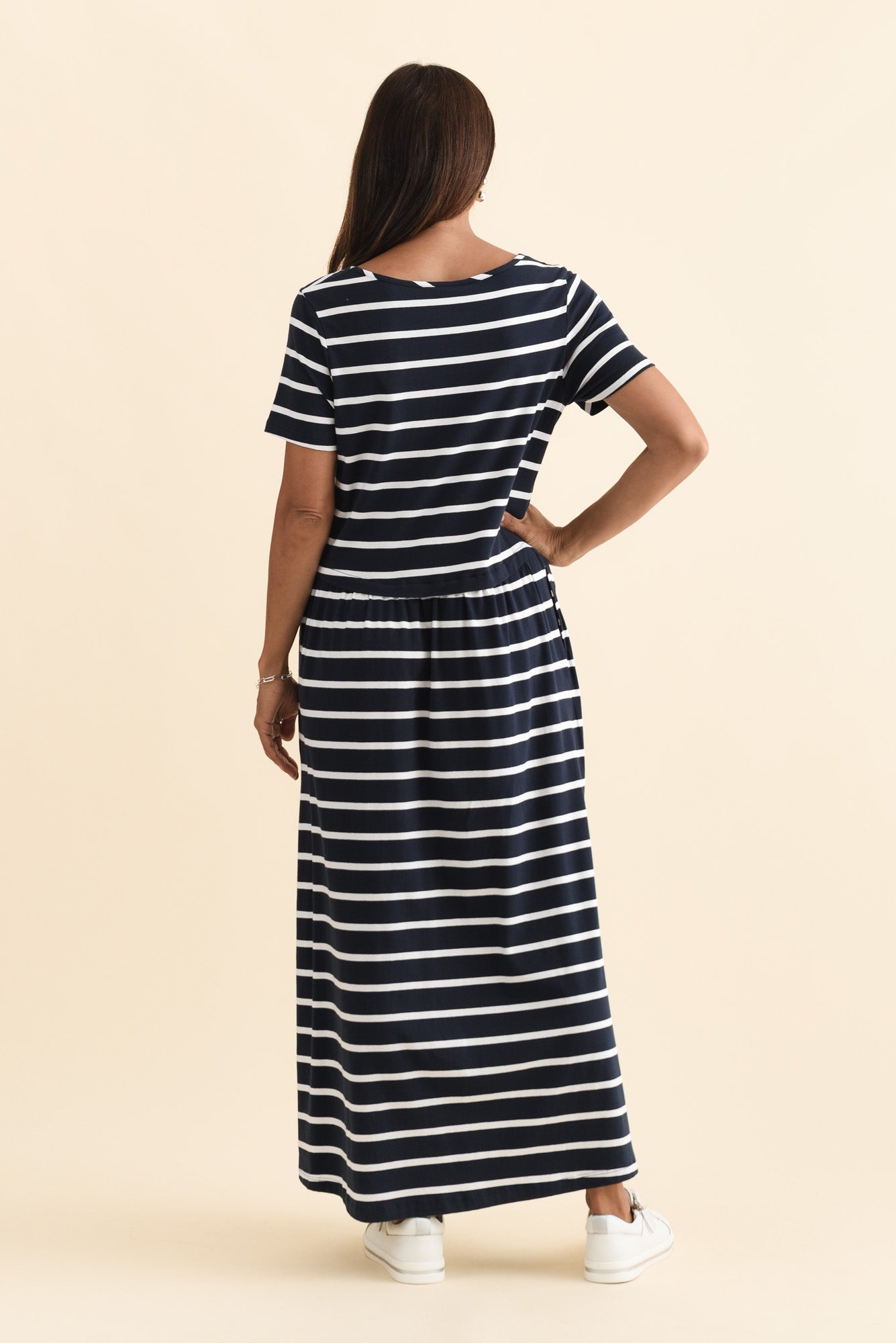 Deidra Navy Stripe Cotton Pocket Dress