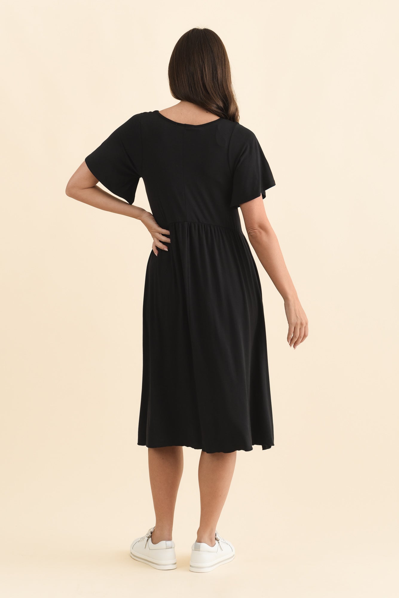 Donna Black Gathered Dress