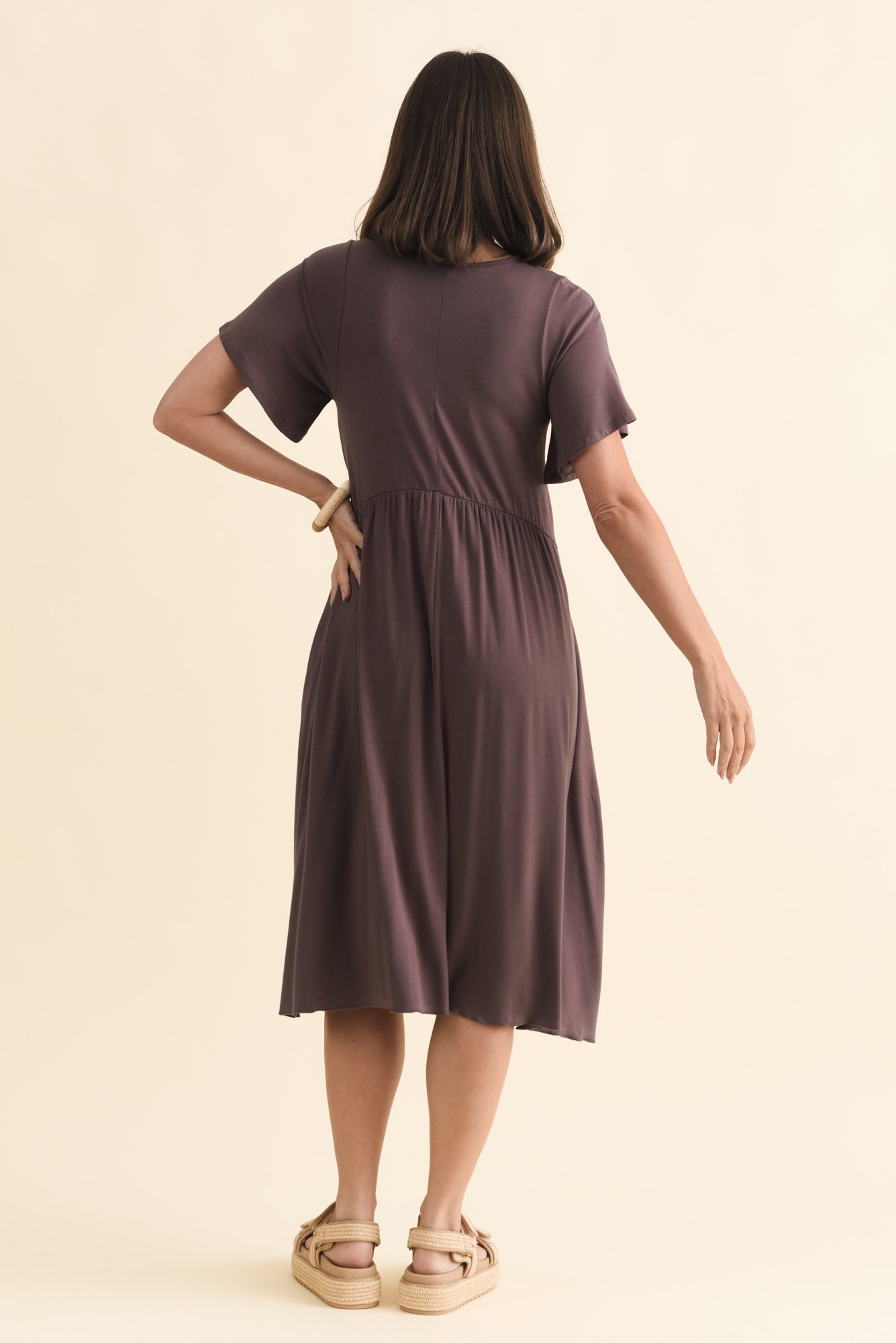 Donna Brown Gathered Dress