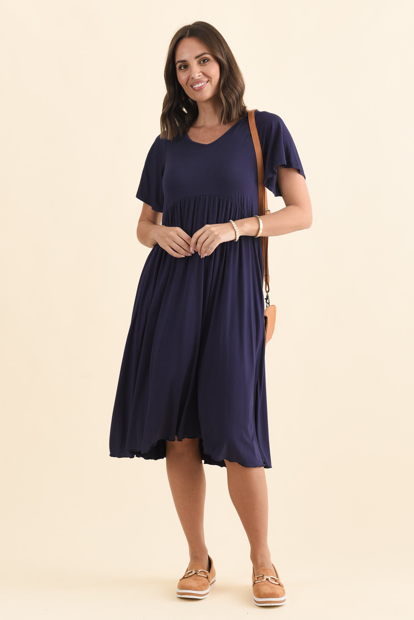Donna Navy Gathered Dress