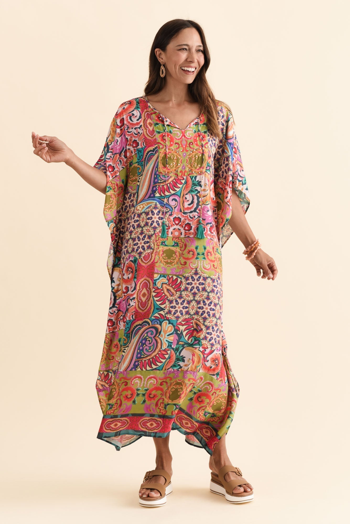 Elara Orange Mosaic Kaftan