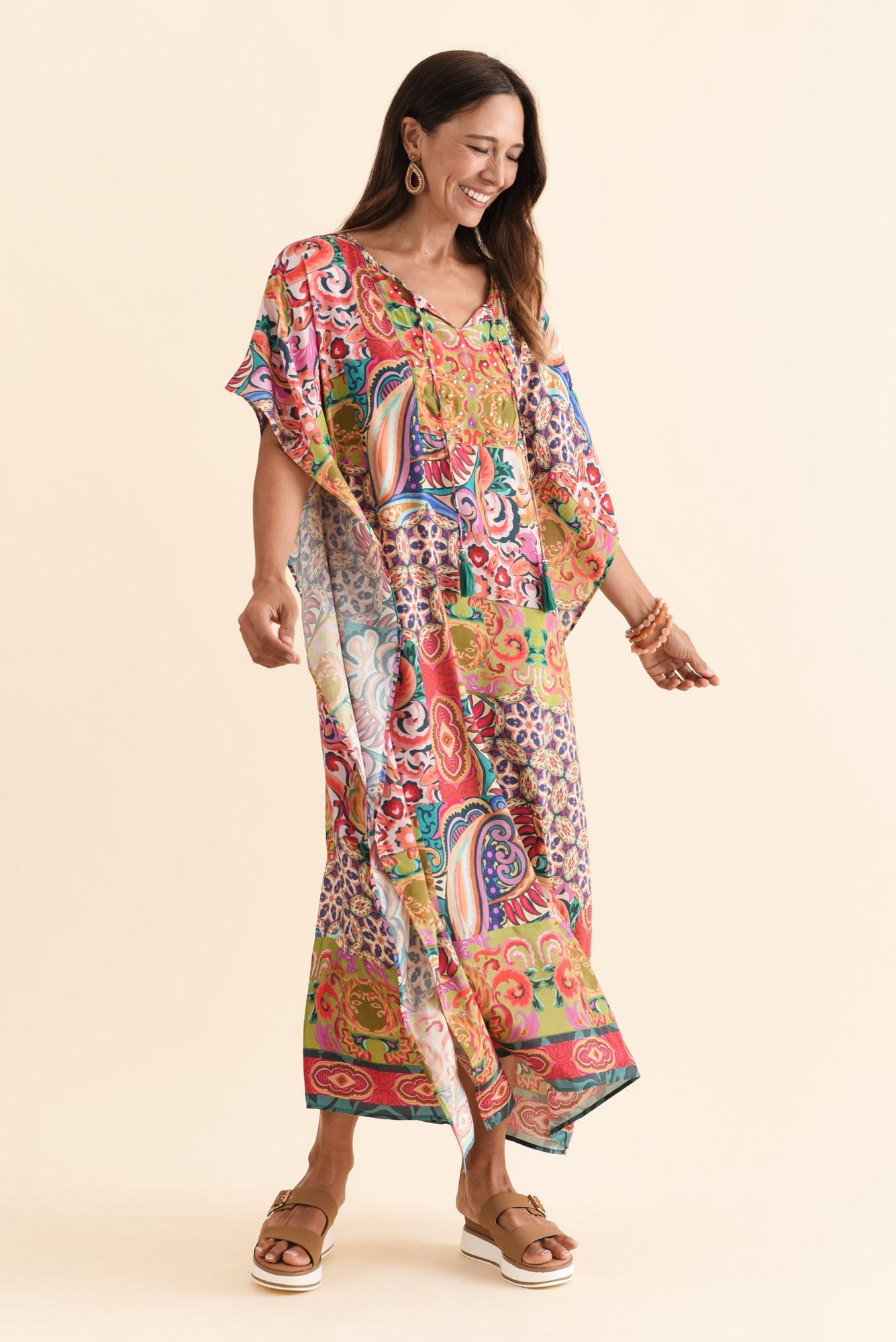 Elara Orange Mosaic Kaftan