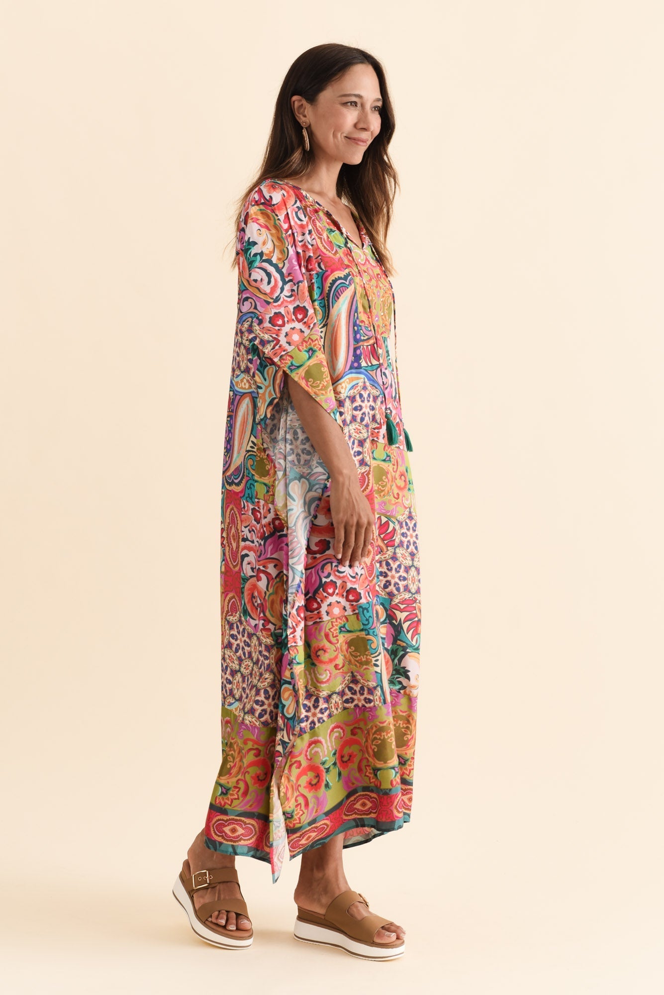 Elara Orange Mosaic Kaftan