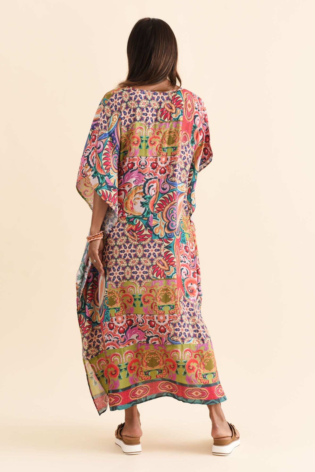 Elara Orange Mosaic Kaftan