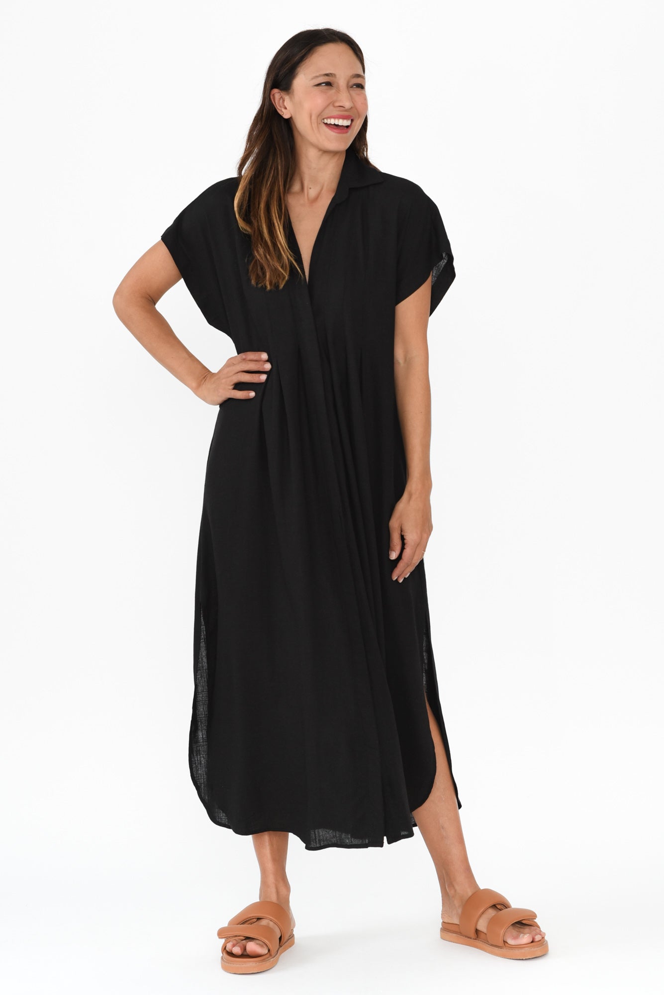 Elijah Black Shirt Dress