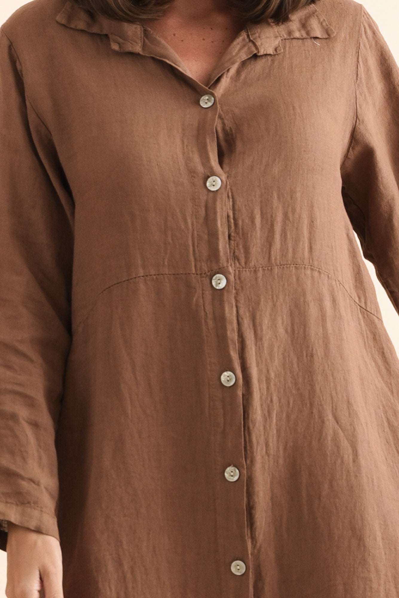 Elin Mocha Linen Shirt Dress