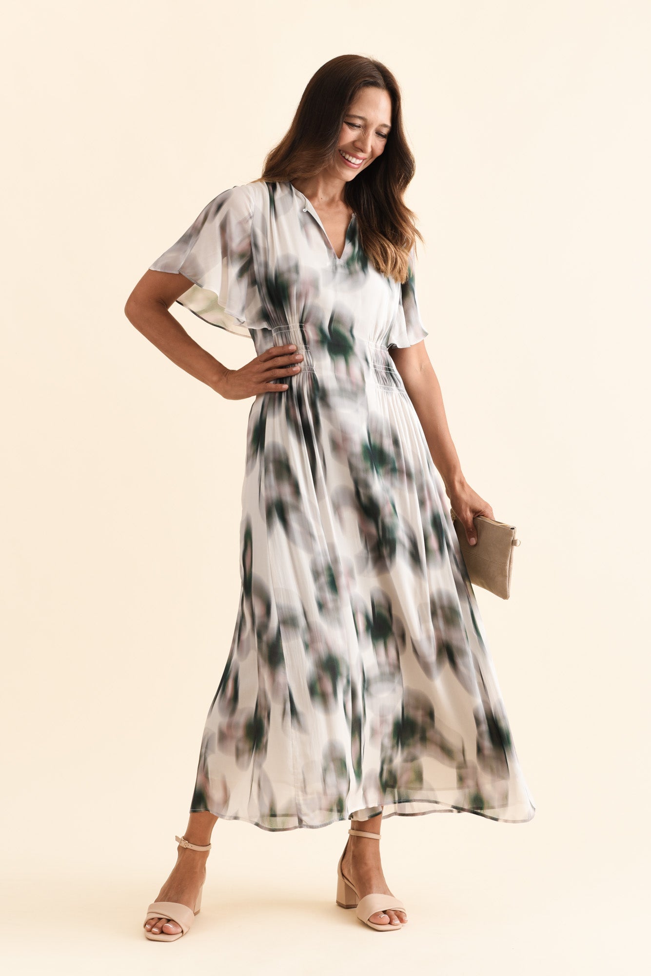 Elise Ivory Bloom Ruffle Dress