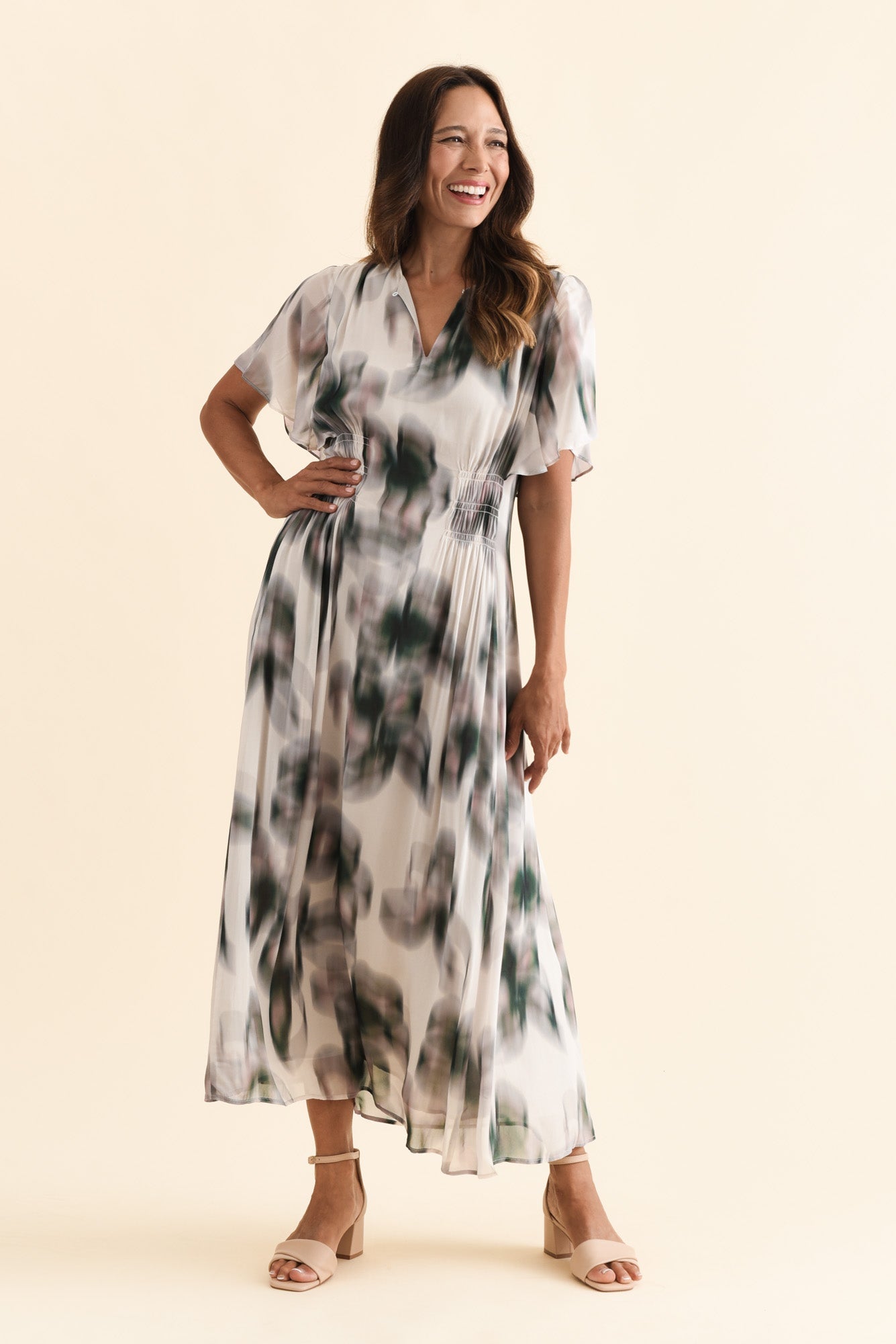 Elise Ivory Bloom Ruffle Dress