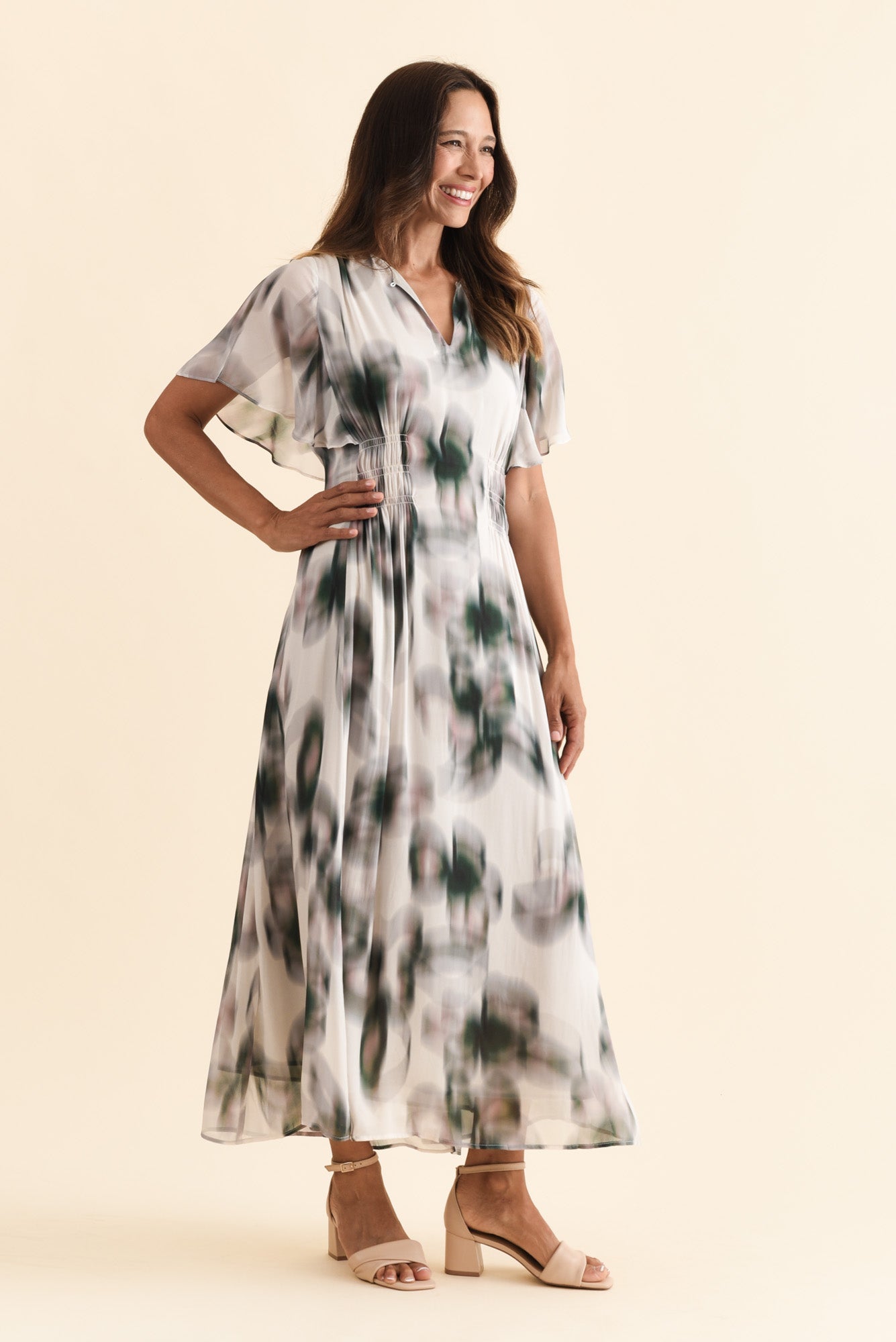 Elise Ivory Bloom Ruffle Dress