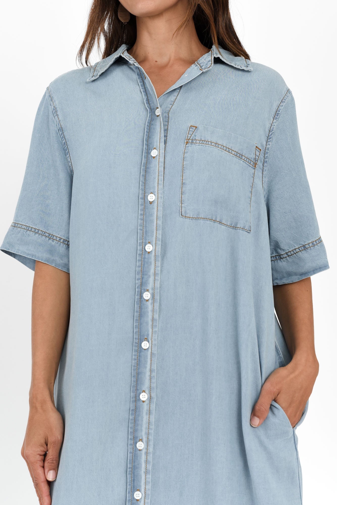 Emmy Blue Denim Shirt Dress