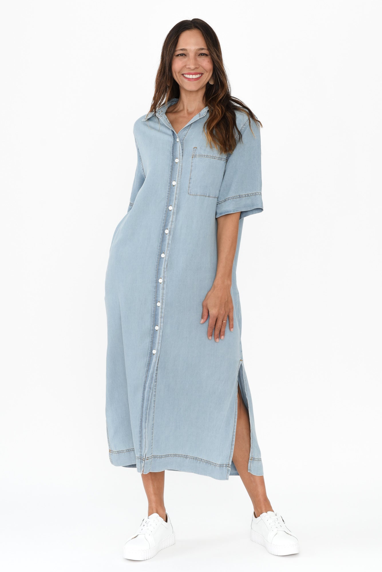 Emmy Blue Denim Shirt Dress