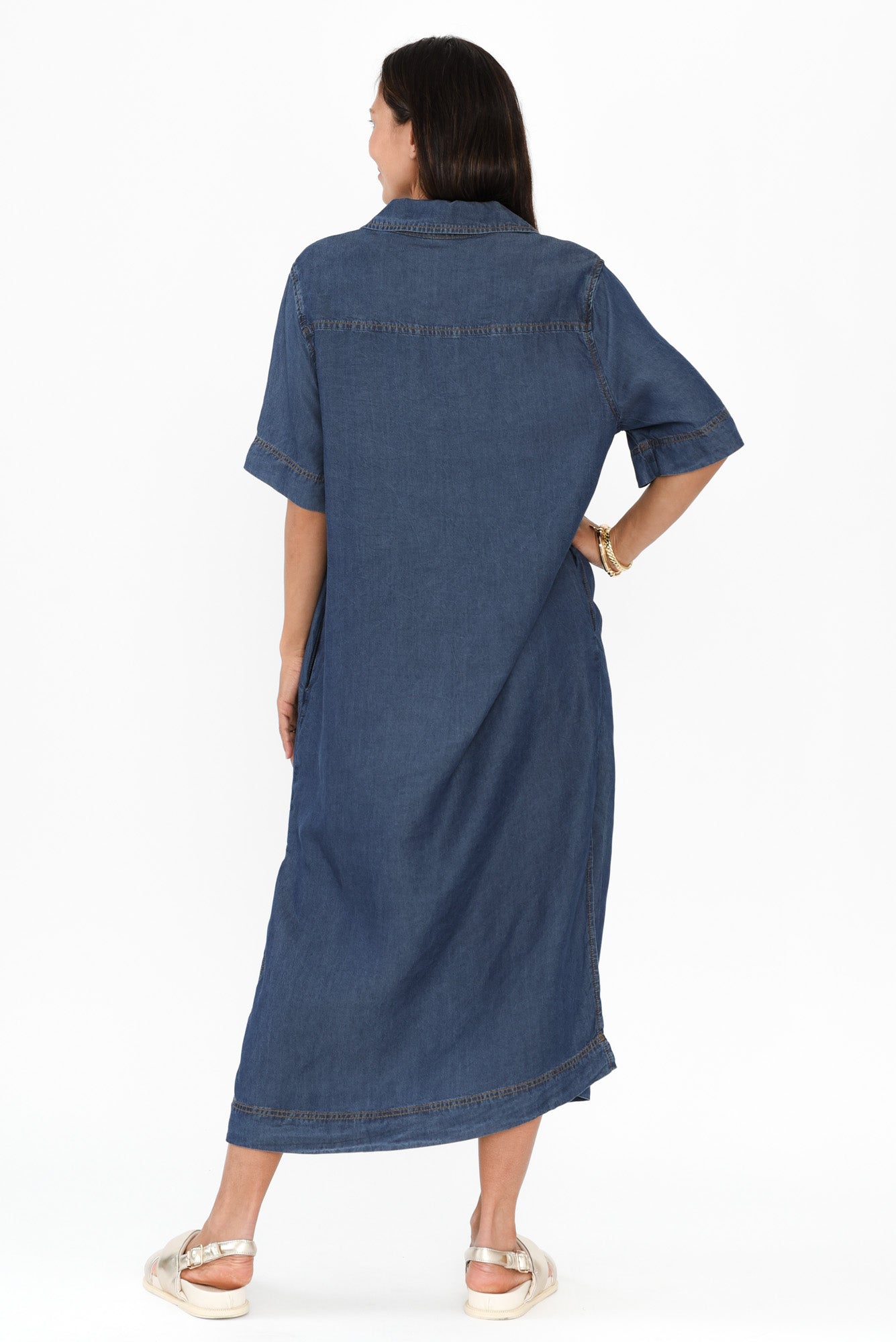 Emmy Dark Blue Denim Shirt Dress