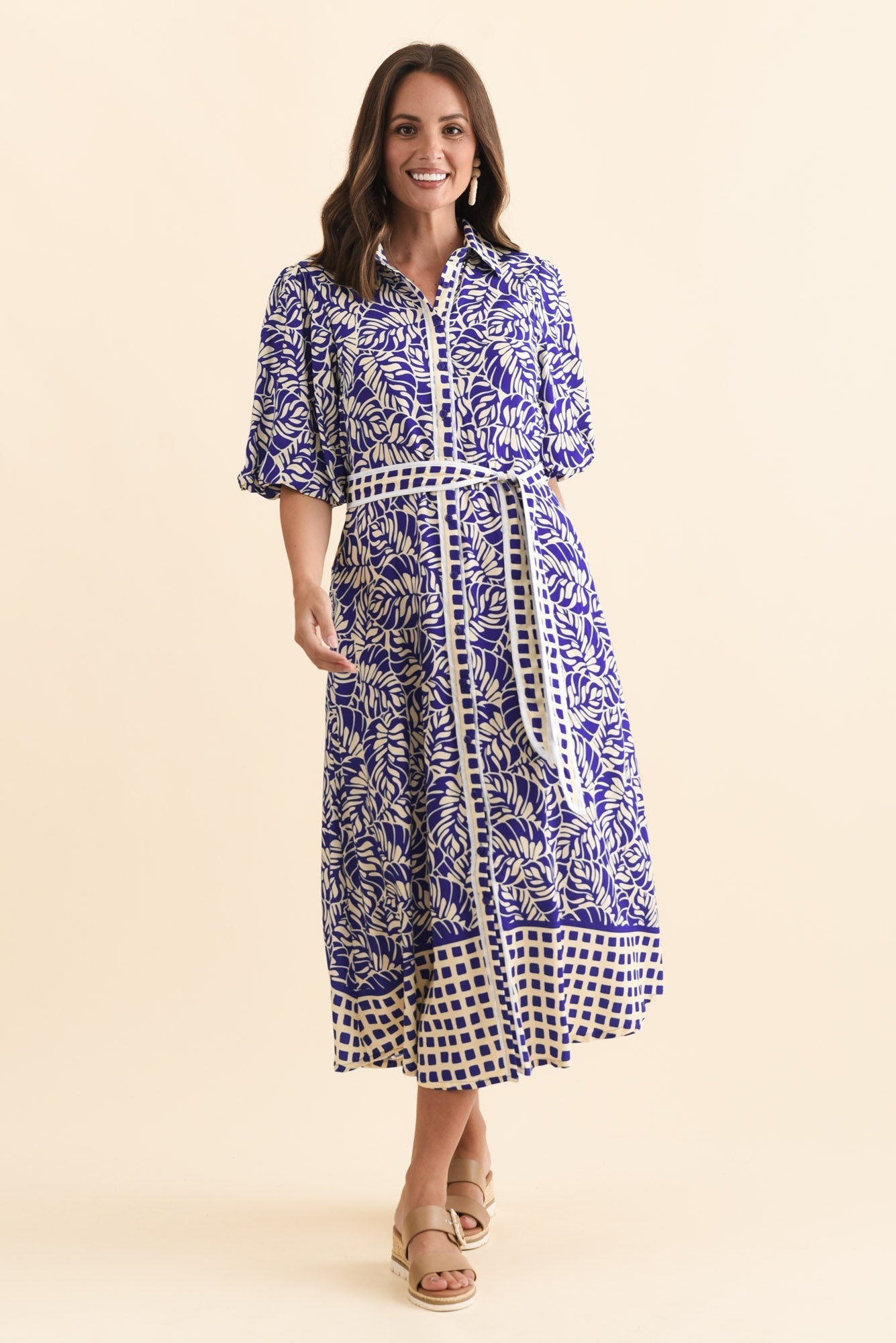 Eri Blue Fern Tie Dress