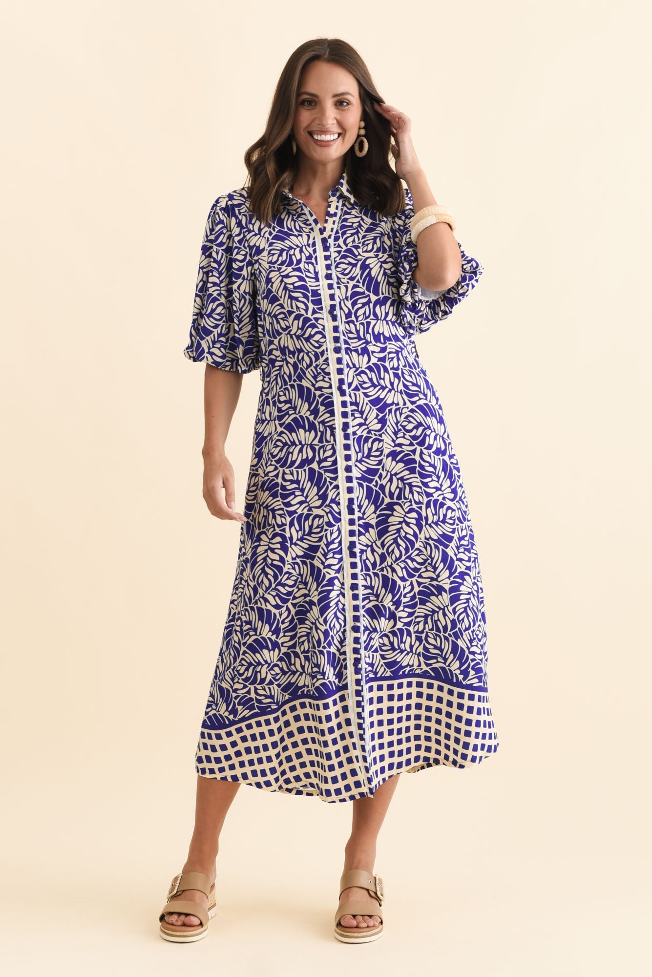 Eri Blue Fern Tie Dress