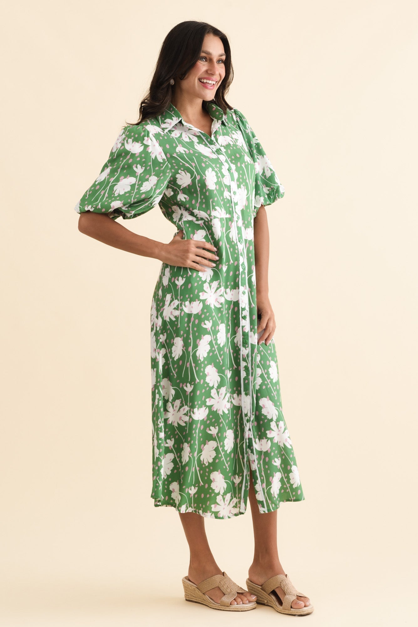 Eri Green Garden Tie Dress