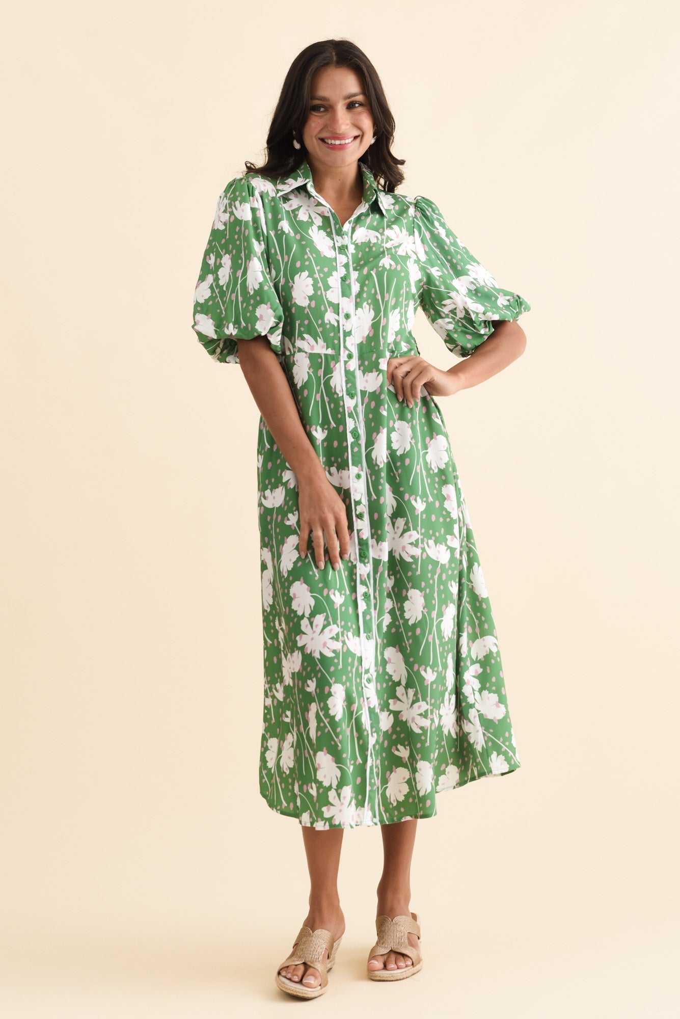 Eri Green Garden Tie Dress