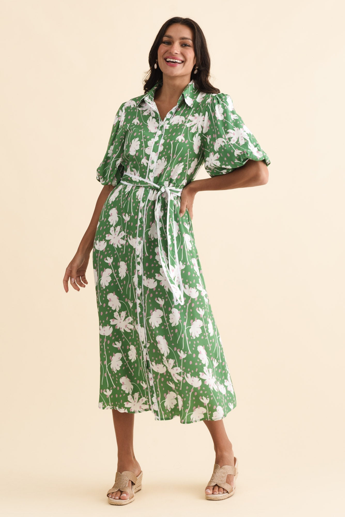 Eri Green Garden Tie Dress