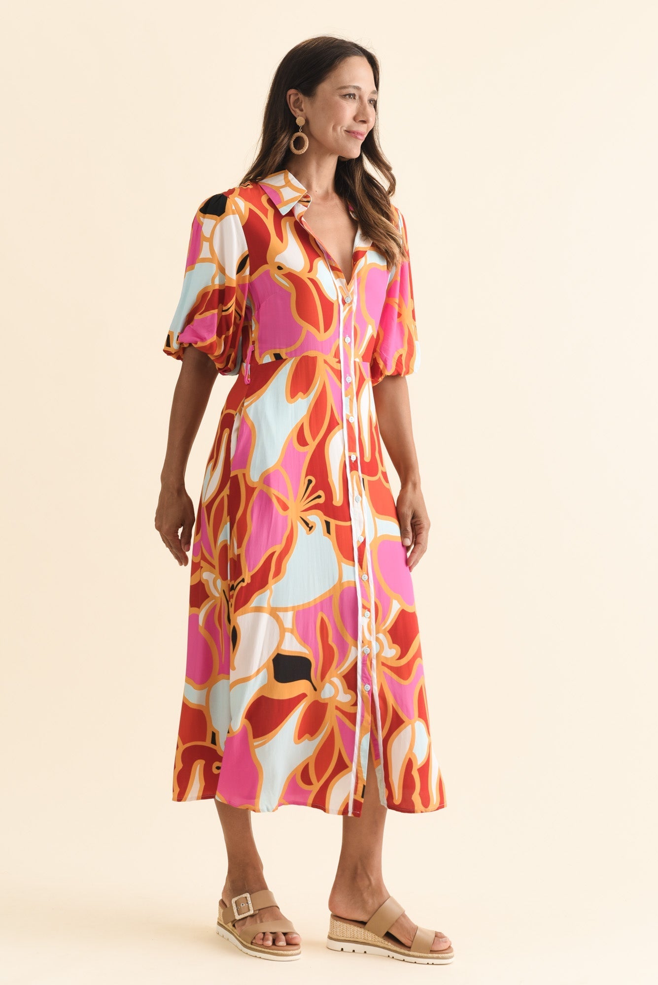 Eri Red Abstract Tie Dress