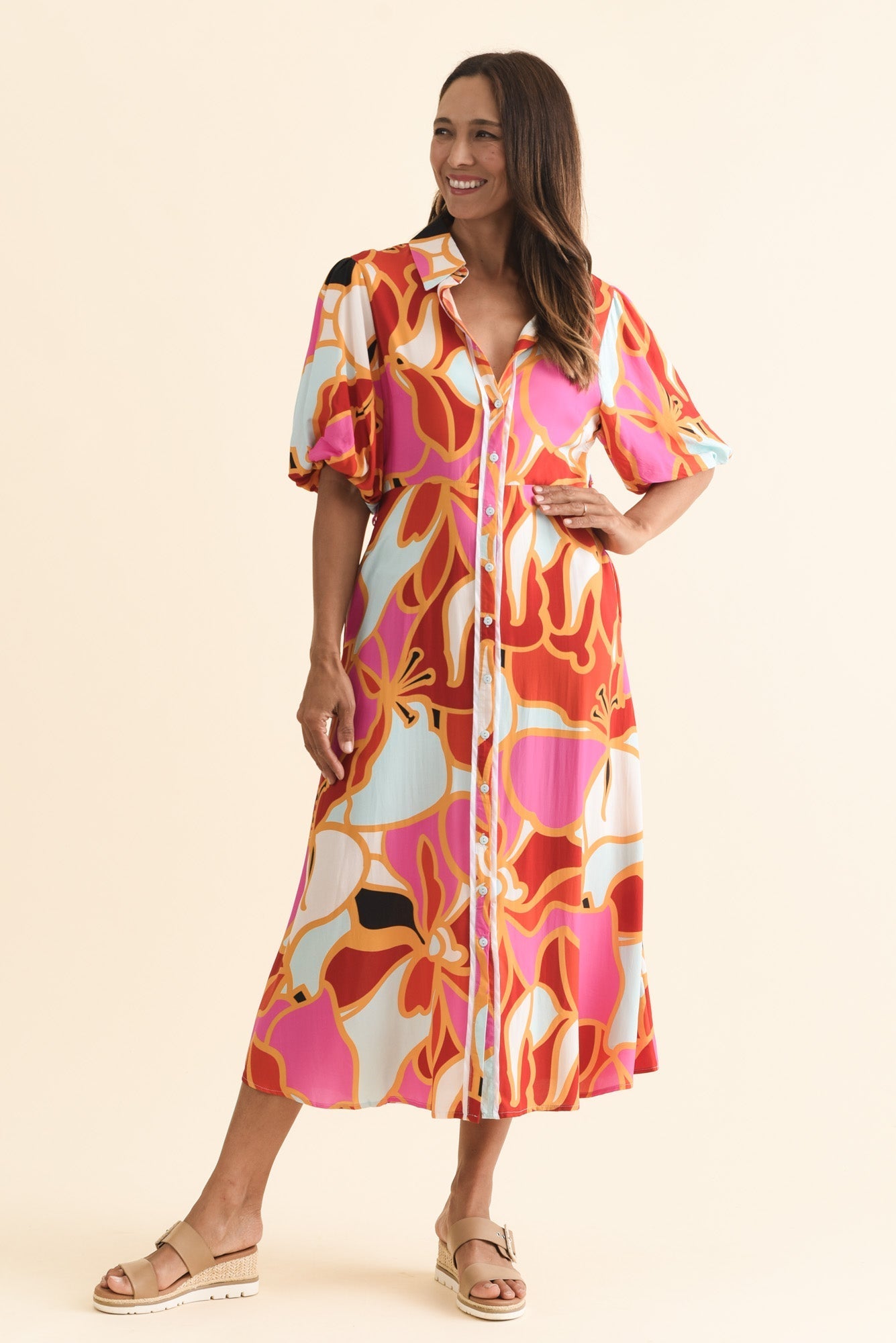 Eri Red Abstract Tie Dress