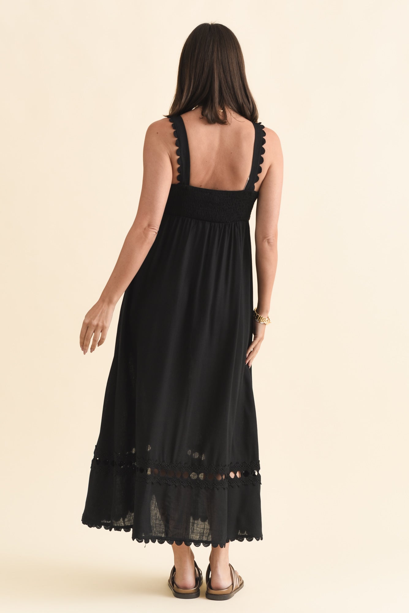 Falice Black Contrast Linen Blend Dress