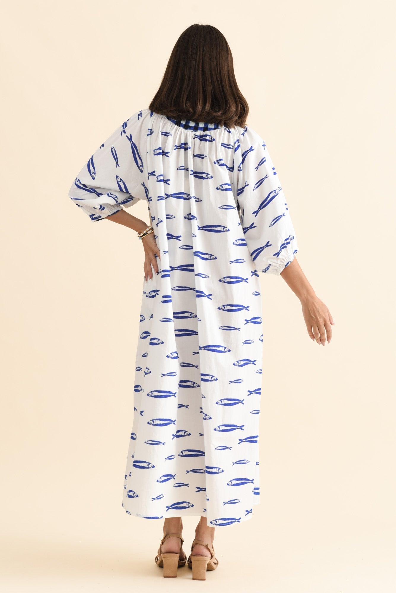 Florence Blue Sea Cotton Tie Dress
