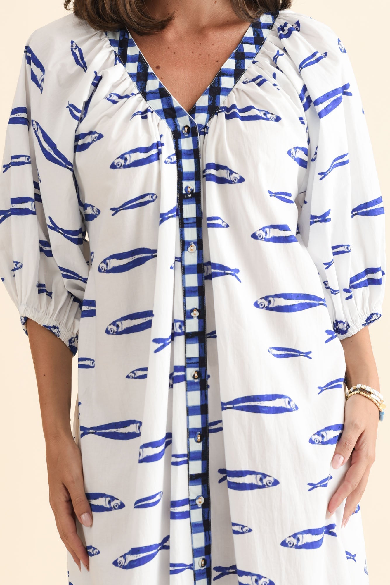 Florence Blue Sea Cotton Tie Dress