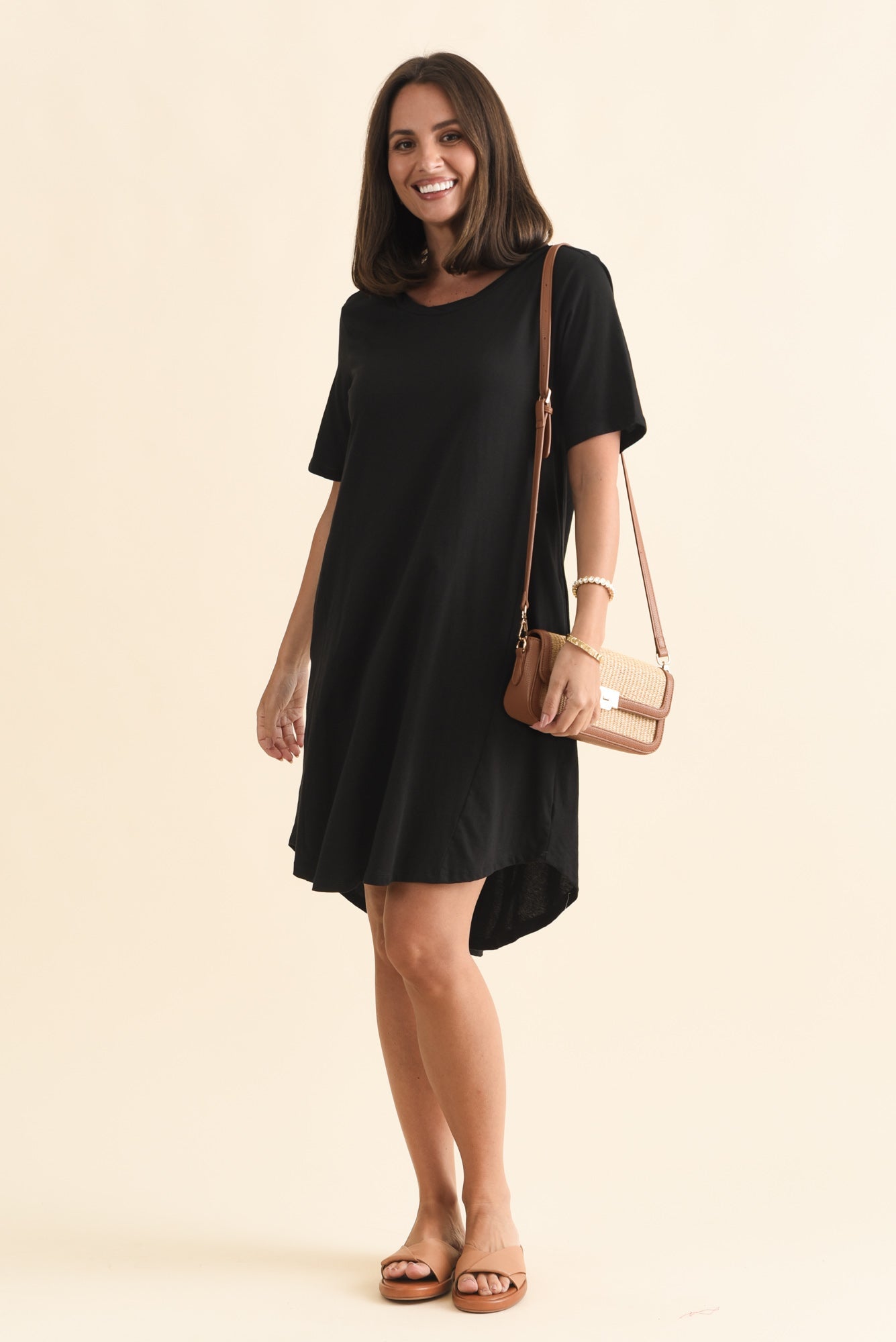 Florida Black Cotton Tee Dress