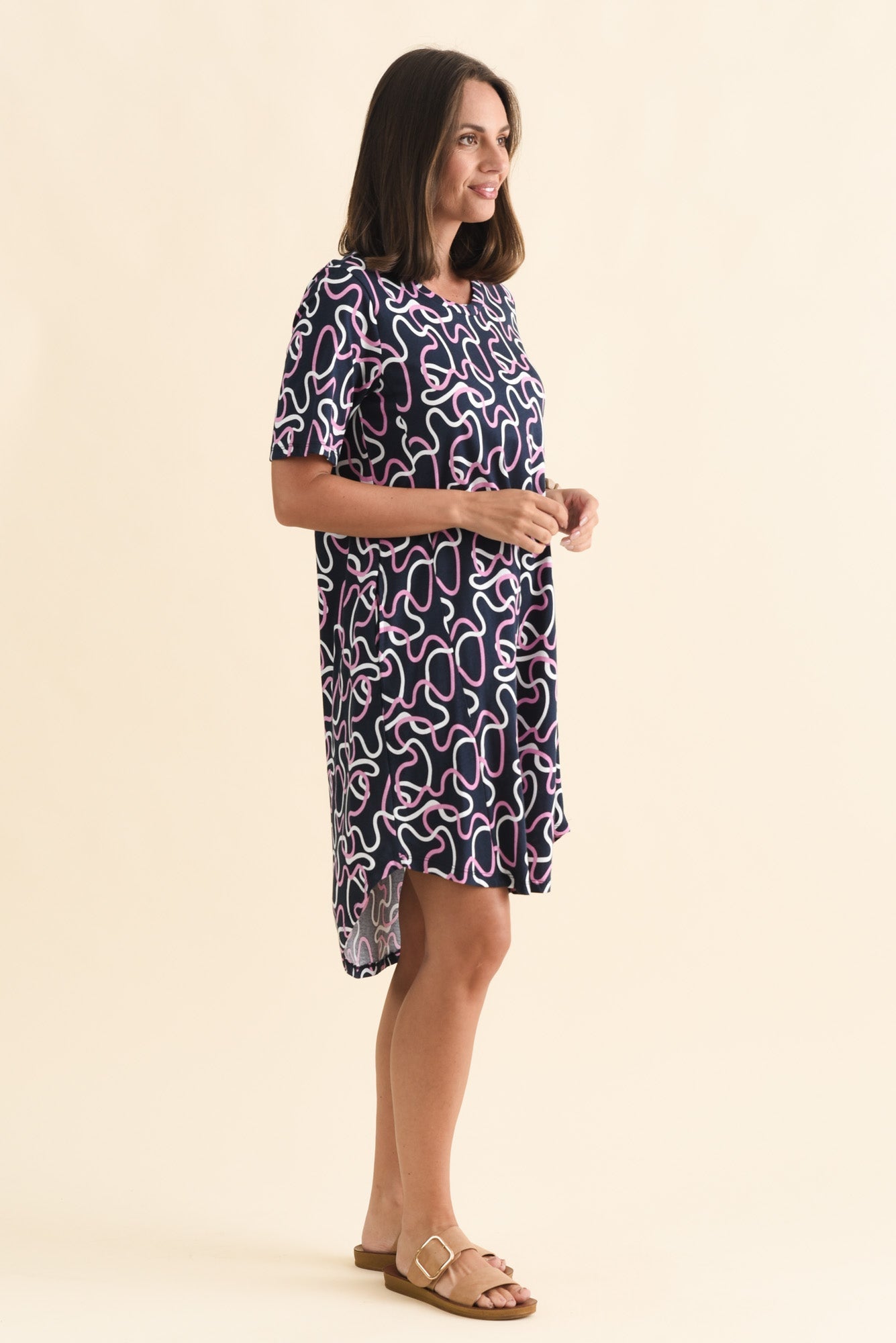 Florida Navy Abstract Cotton Tee Dress