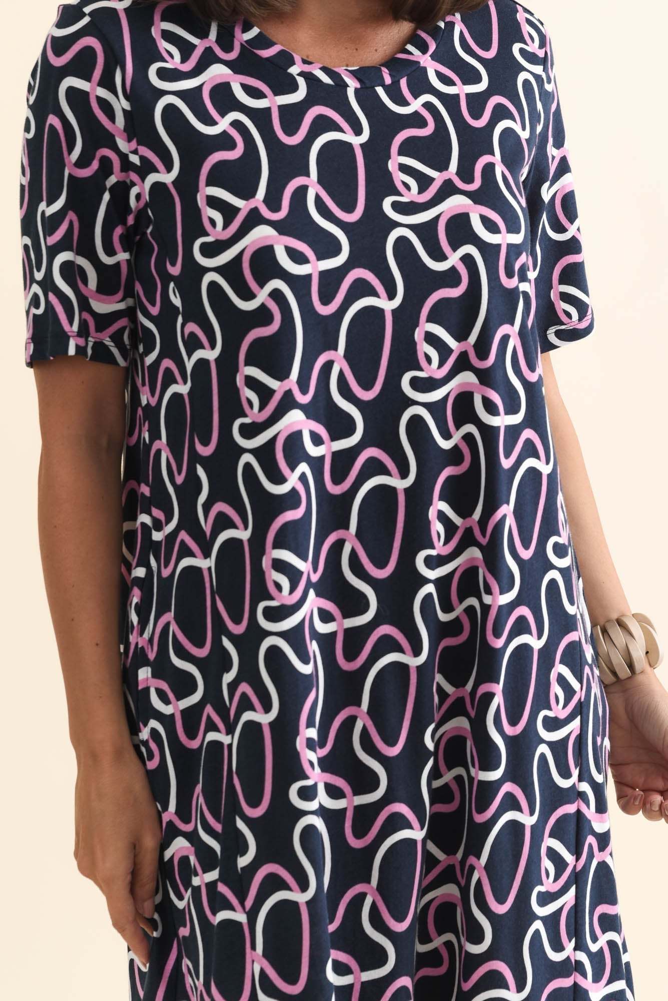 Florida Navy Abstract Cotton Tee Dress