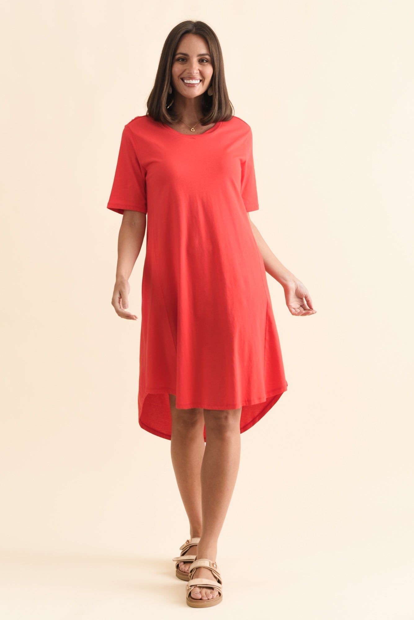 Florida Red Cotton Tee Dress