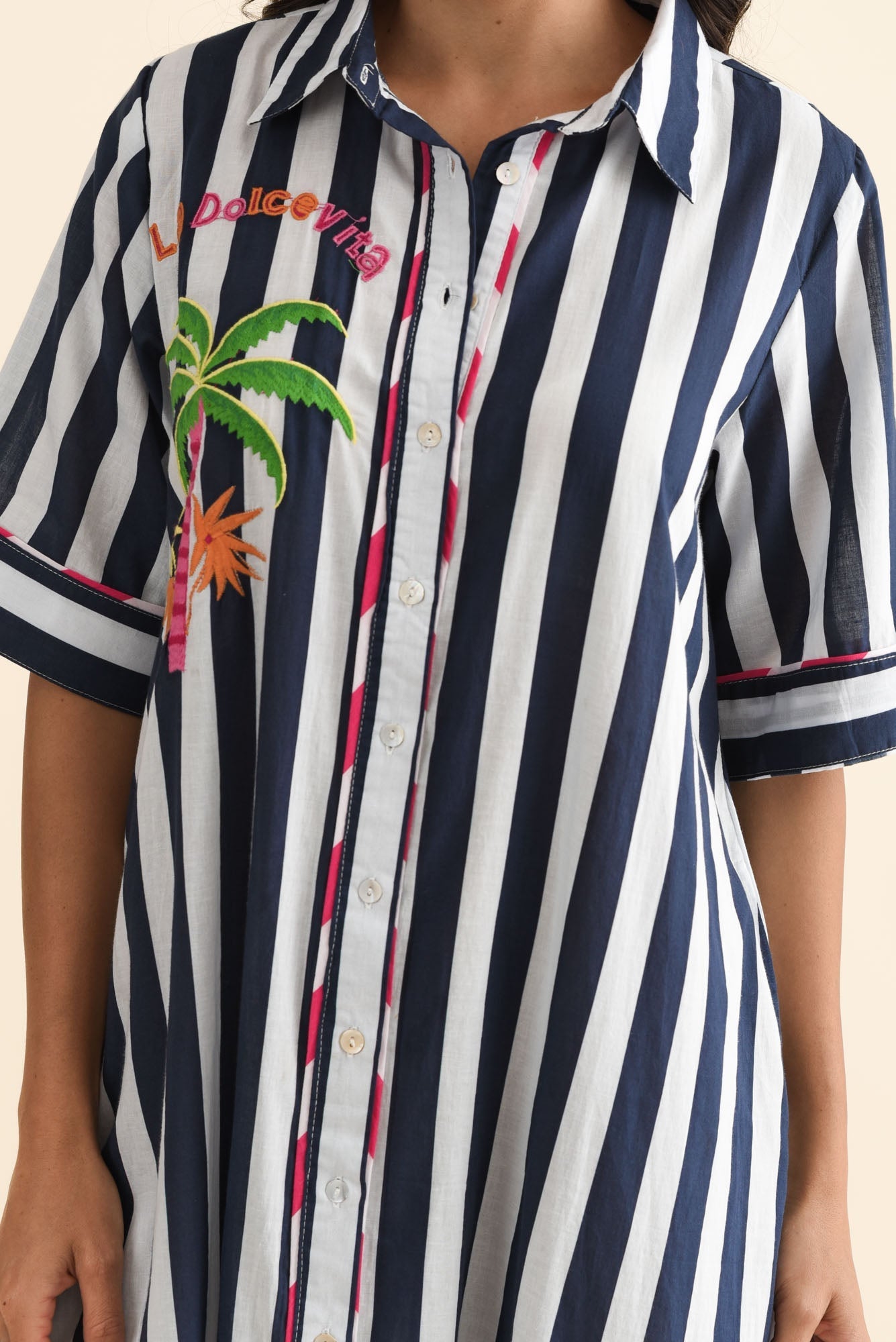 Franklin Navy Stripe Cotton Shirt Dress