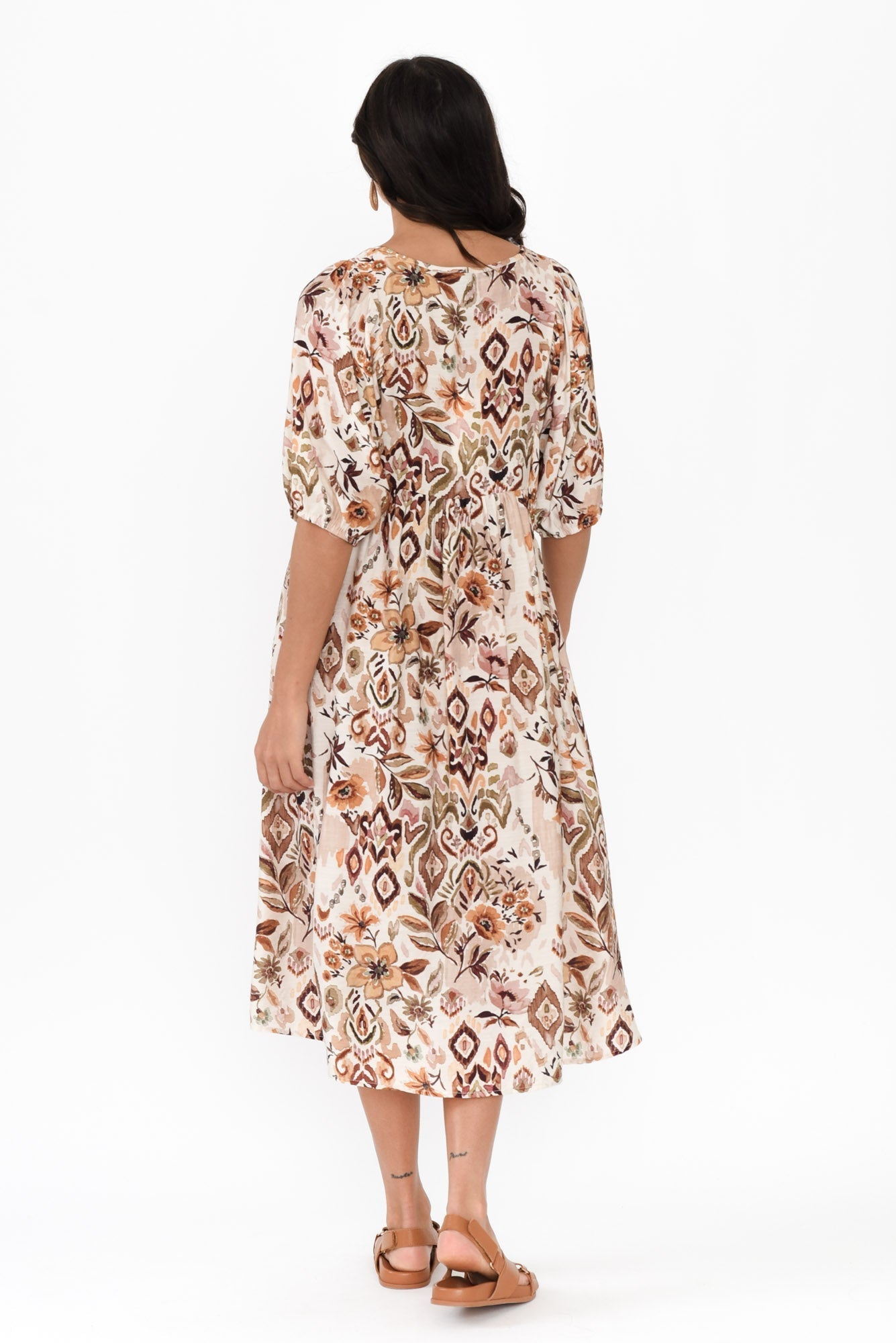 Gabriella Brown Floral Pocket Dress