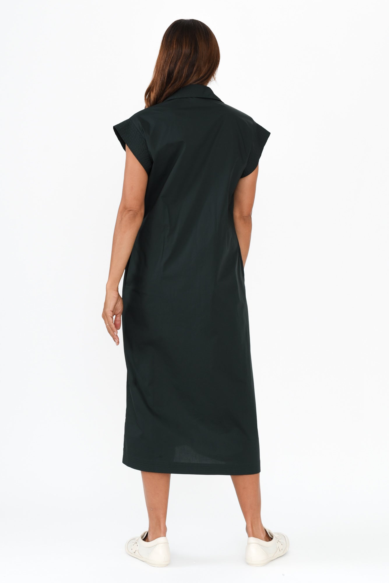 Gail Black Cotton Belted Dress