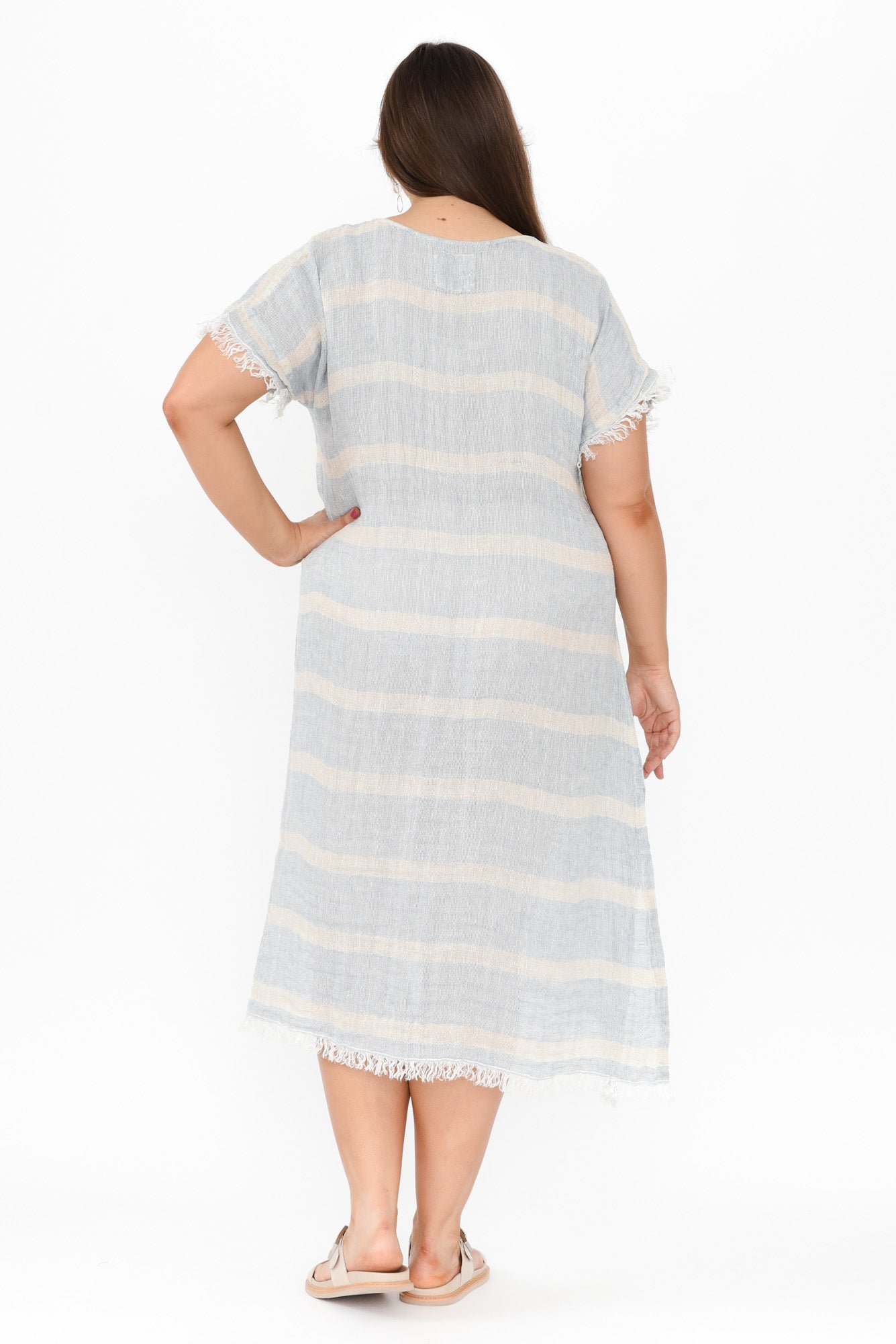 Galene Blue Stripe Linen Dress
