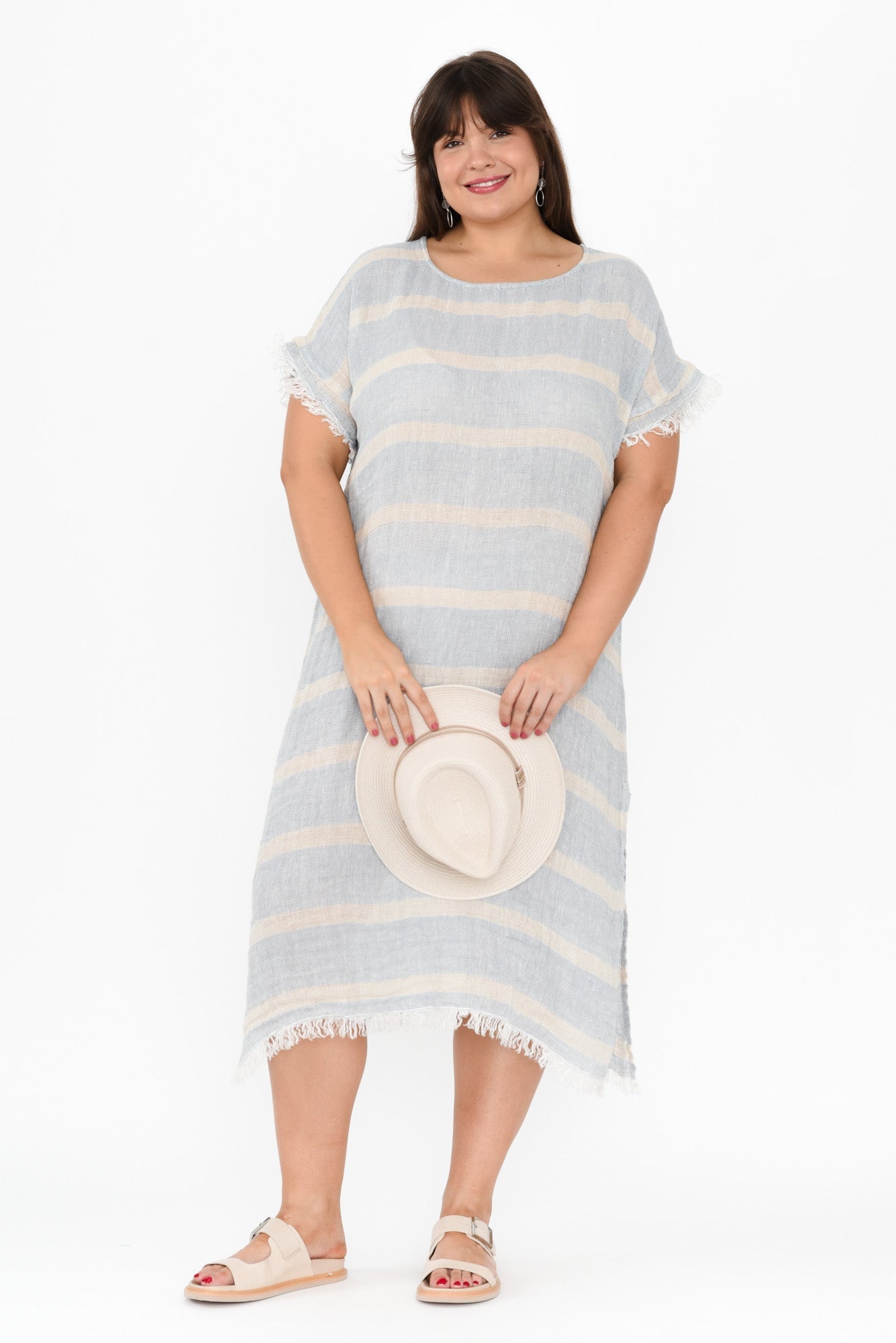 Galene Blue Stripe Linen Dress