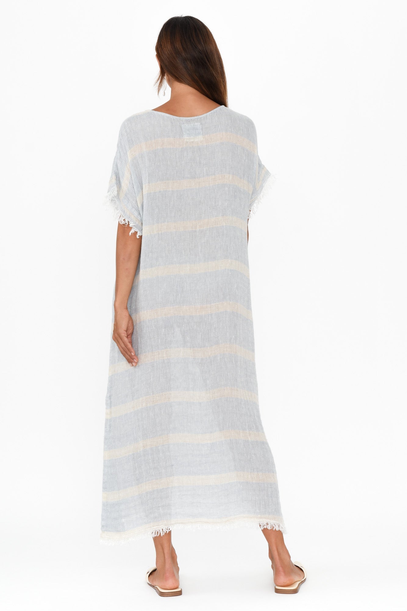 Galene Blue Stripe Linen Dress