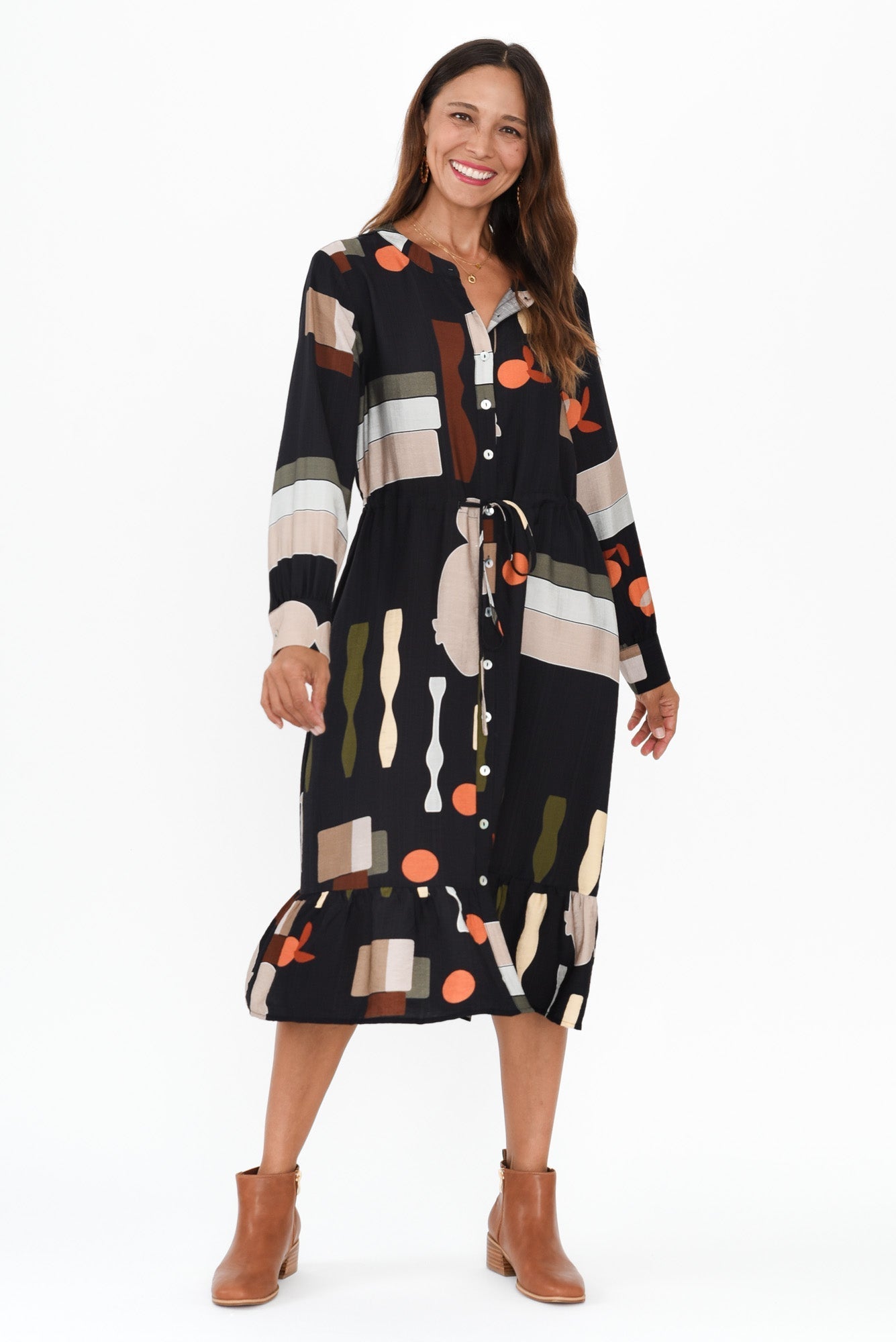 Galleria Black Geo Tie Dress