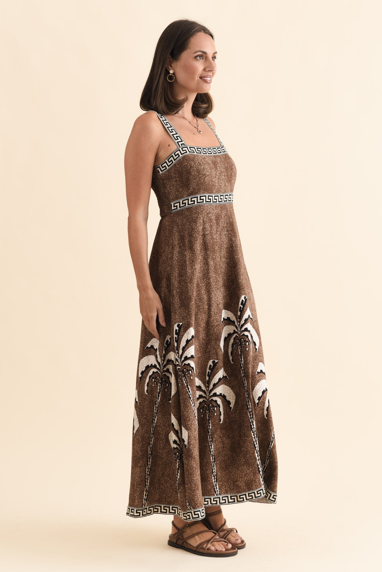 Giovanna Brown Tropical Maxi Dress